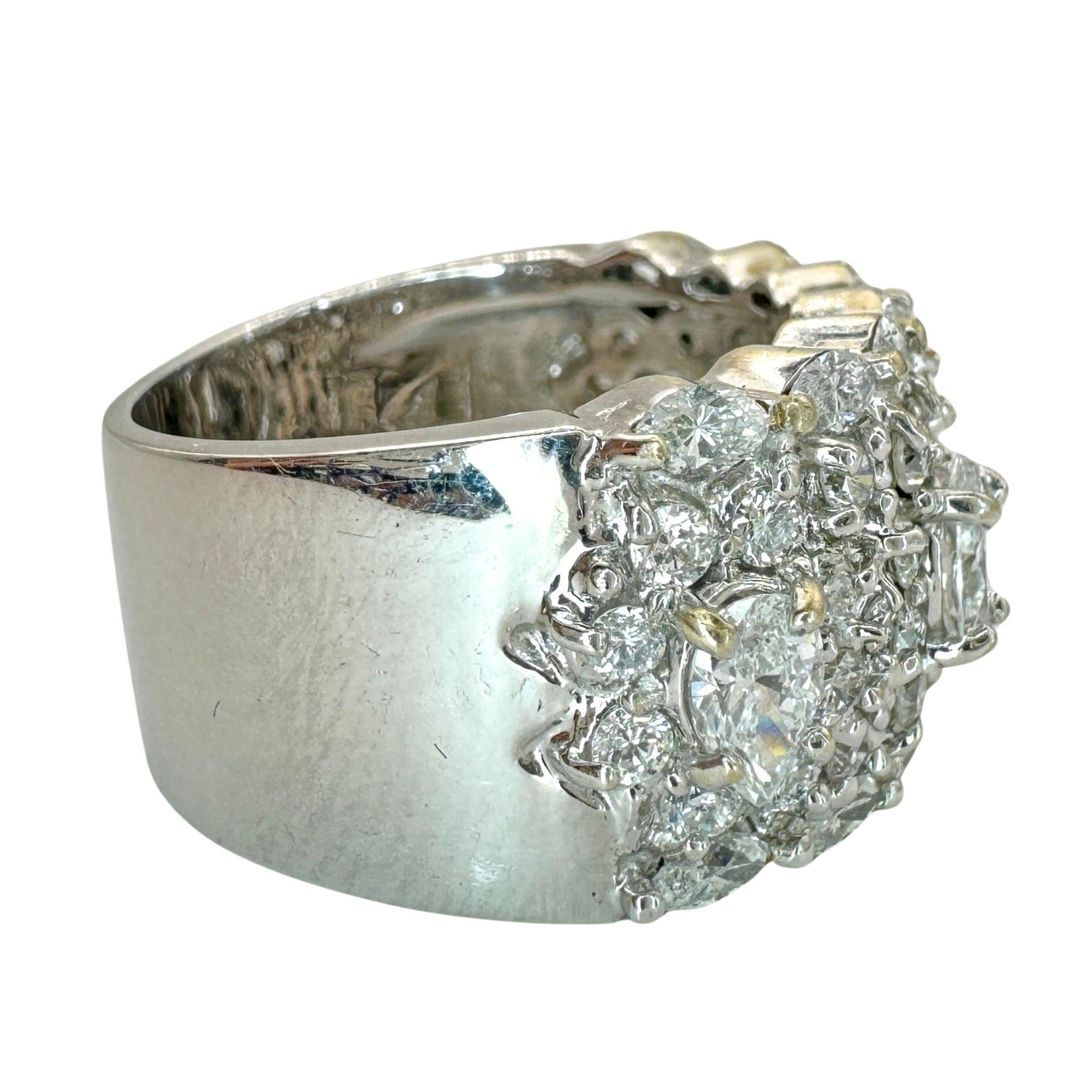 Women's 18k Diamond Wide Band Ring For Sale