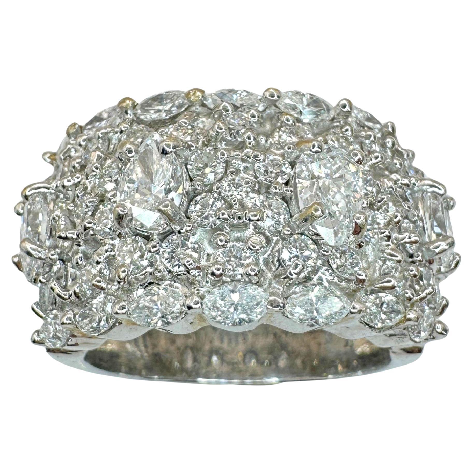 18k Diamond Wide Band Ring For Sale