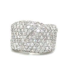 18K Diamond Wide Twist Pave Band White Gold
