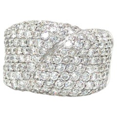 18K Diamond Wide Twist Pave Band White Gold