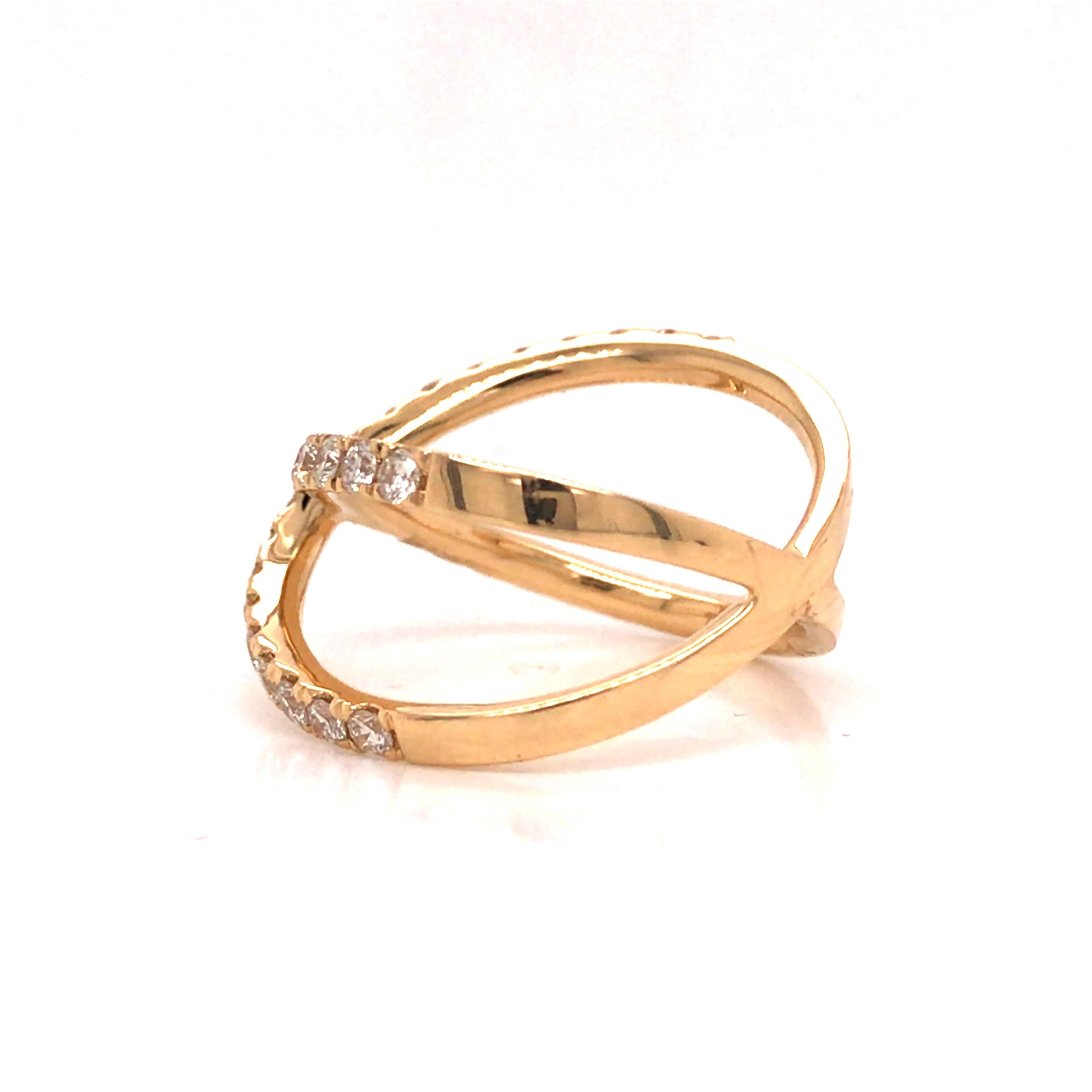 18 Karat Diamant 'X' Crossover-Ring Gelbgold (Rundschliff)