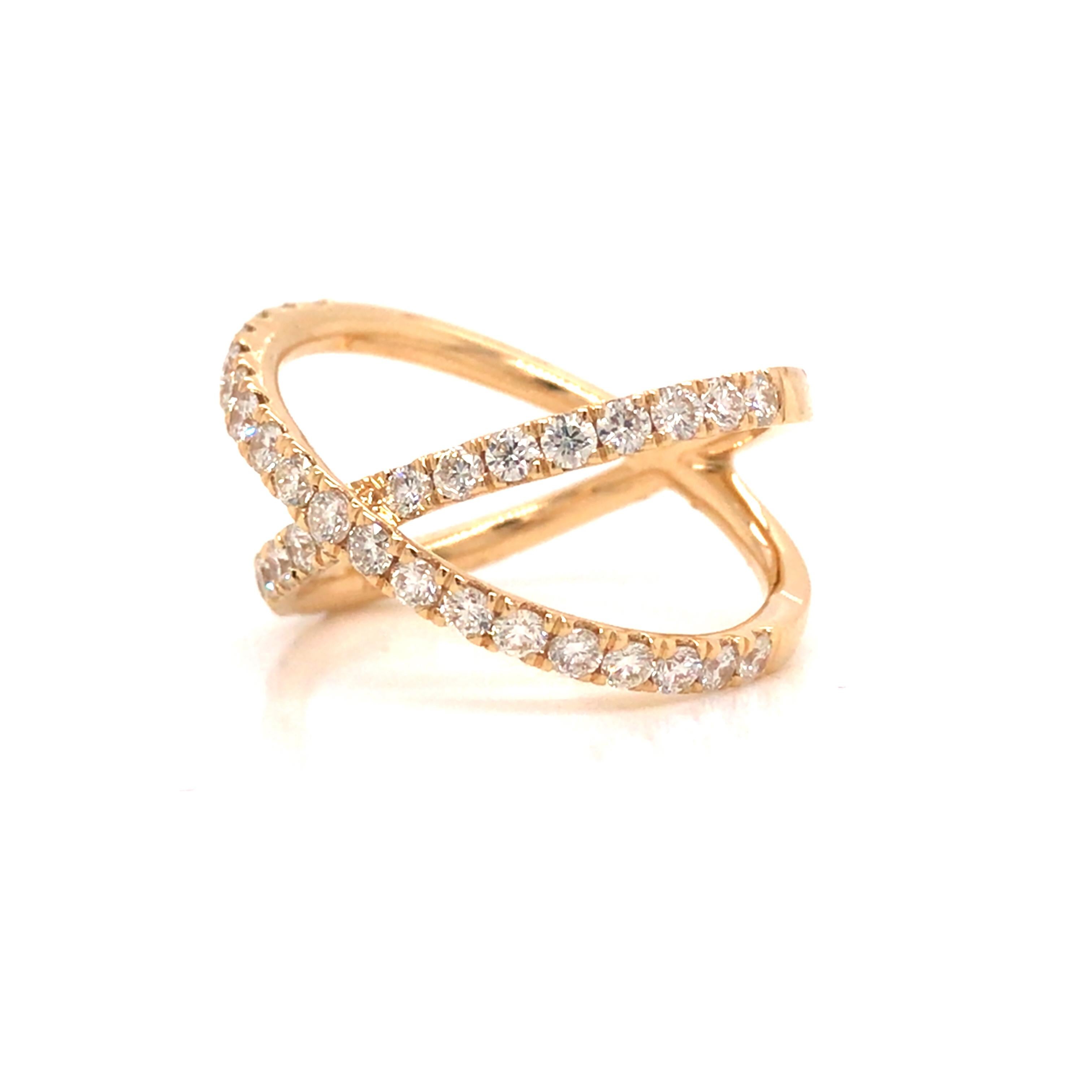 18 Karat Diamant 'X' Crossover-Ring Gelbgold Damen