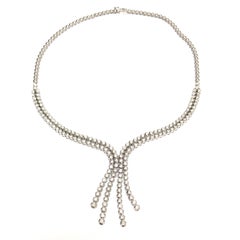 18K Diamond Y Necklace White Gold