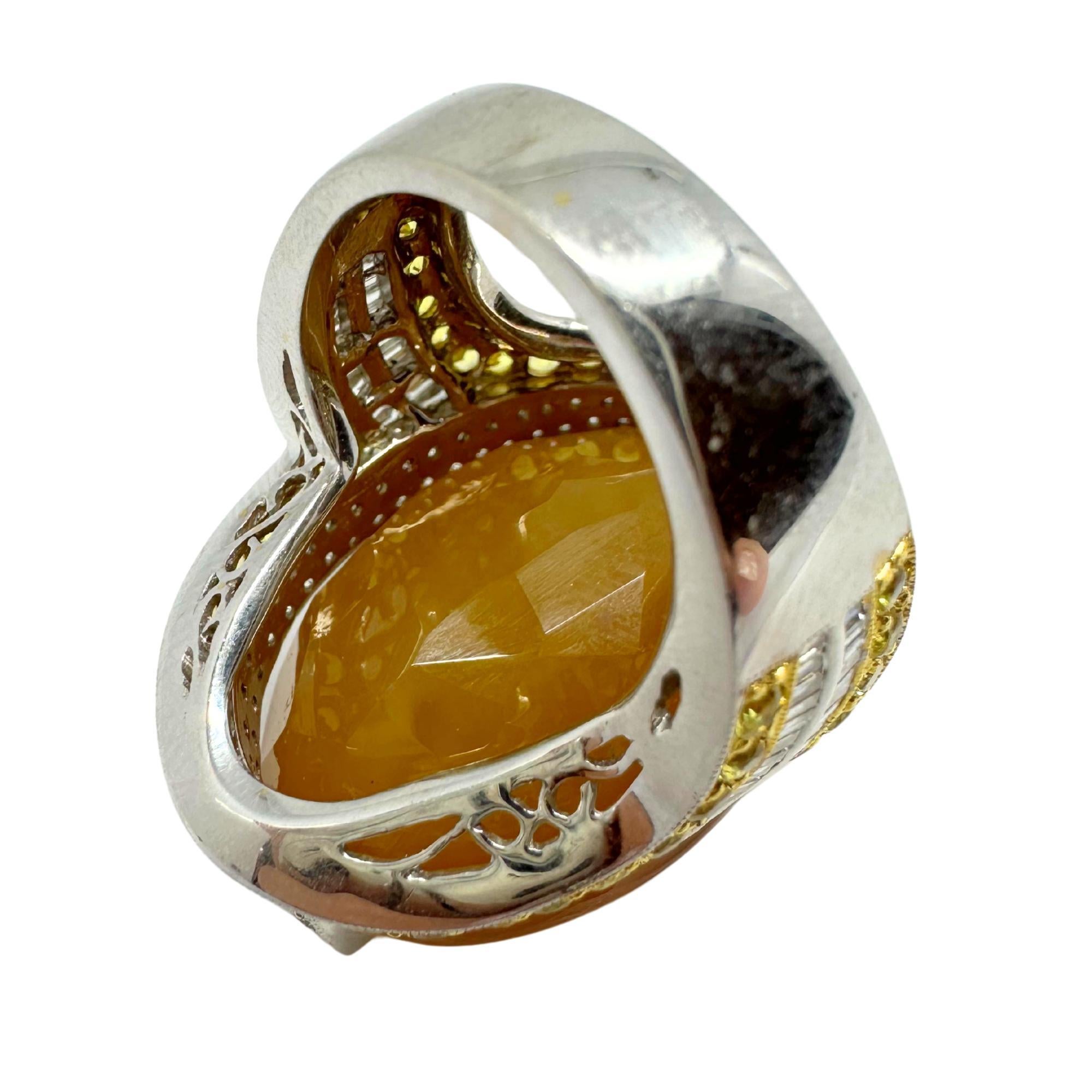 Bague cocktail 18 carats, saphir jaune et ambre jaune simulé Pour femmes en vente