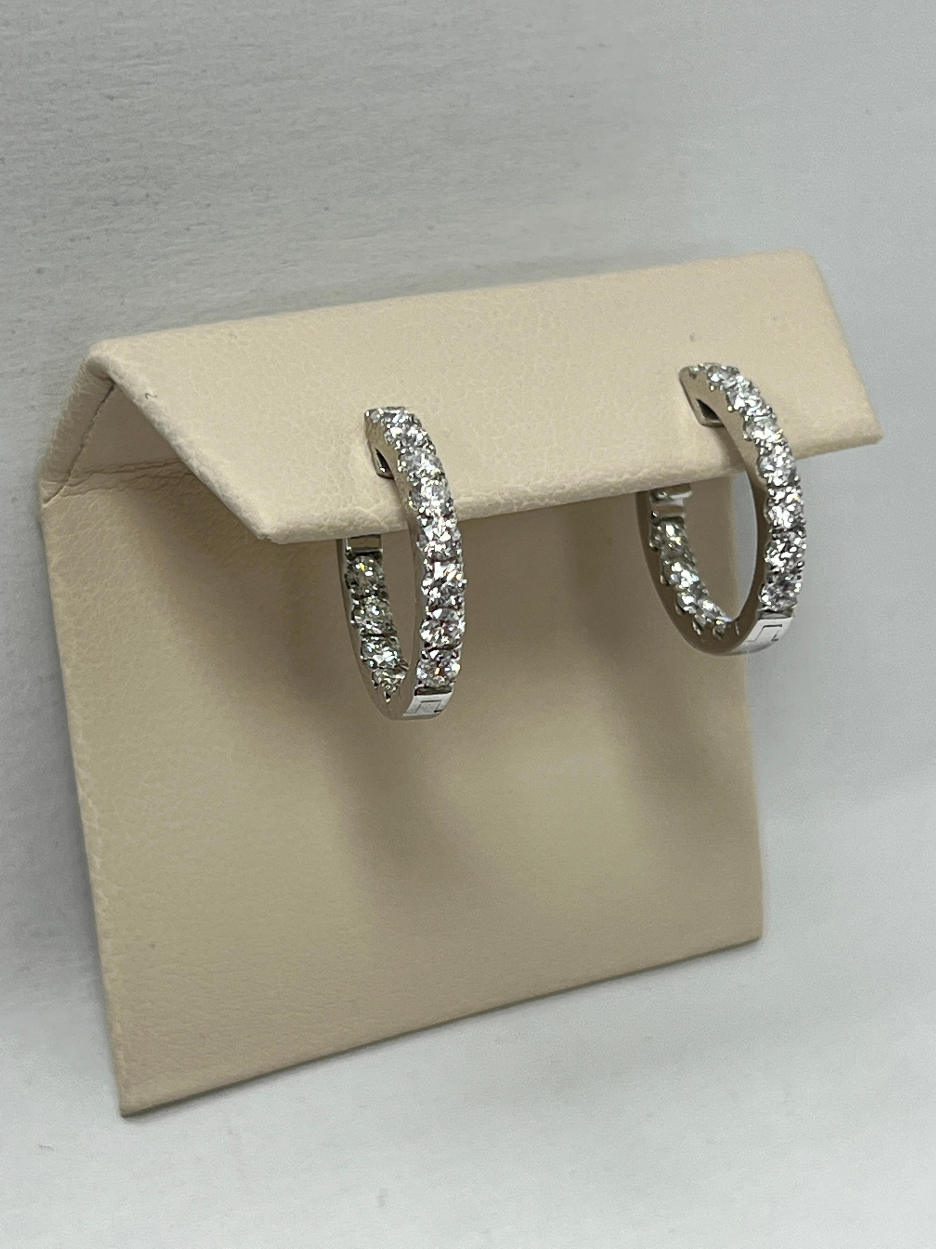 Modern 18K Diamonds Inside and Out Hoop Earrings For Sale