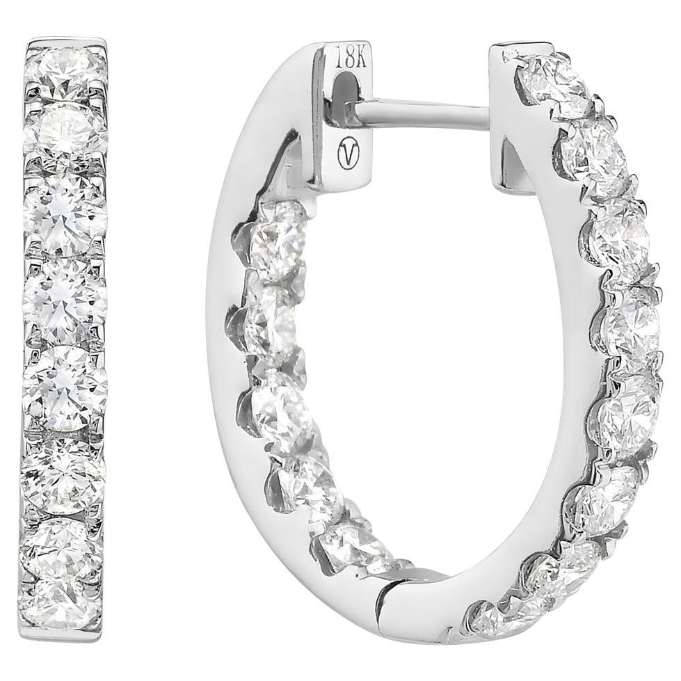 18K Diamonds Inside and Out Hoop Earrings For Sale