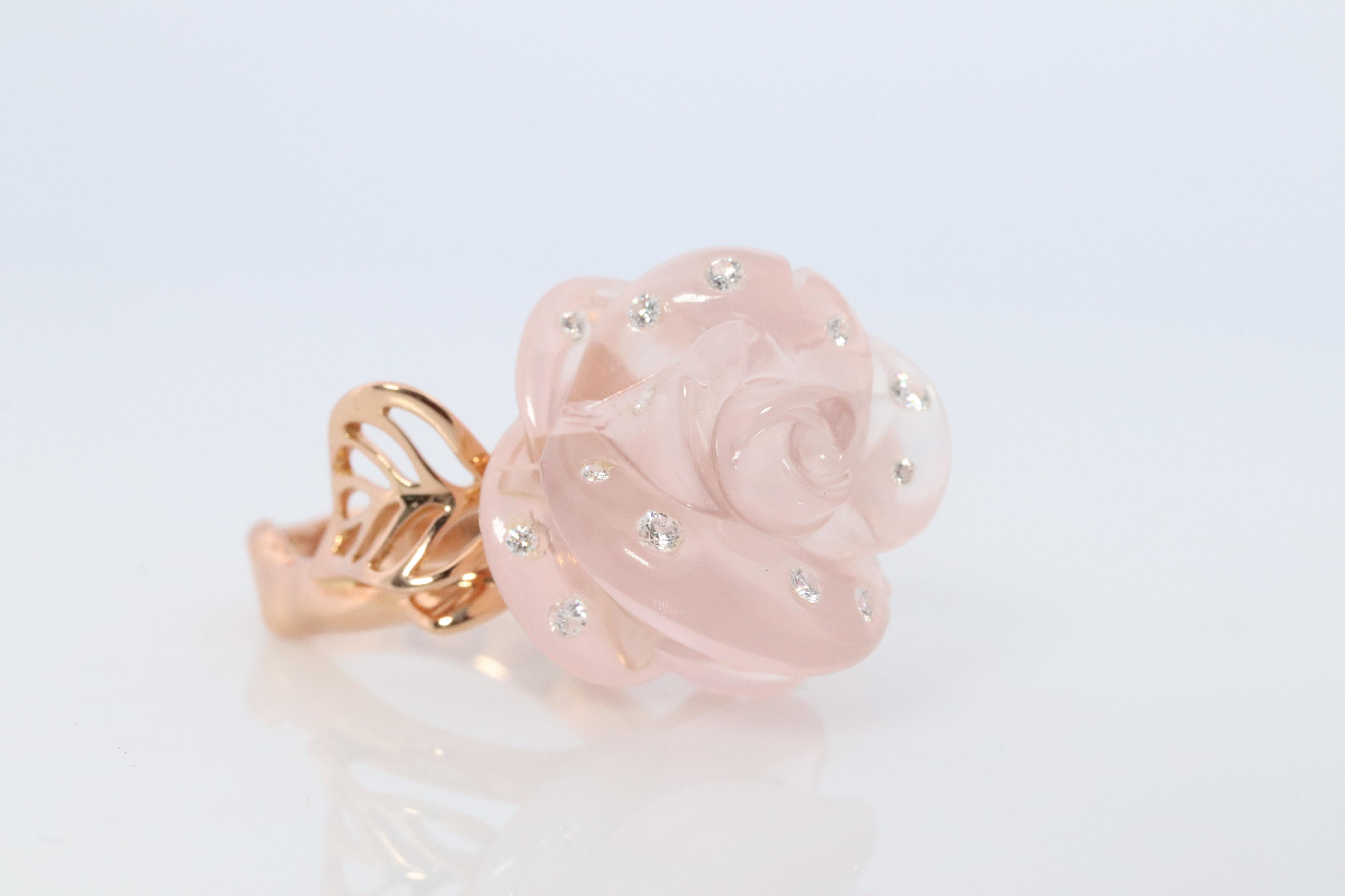 Anello Dior Rose Diamond 18k. Autentico anello Dior Rose Pre Catelan Quartz Diamond. in vendita 4