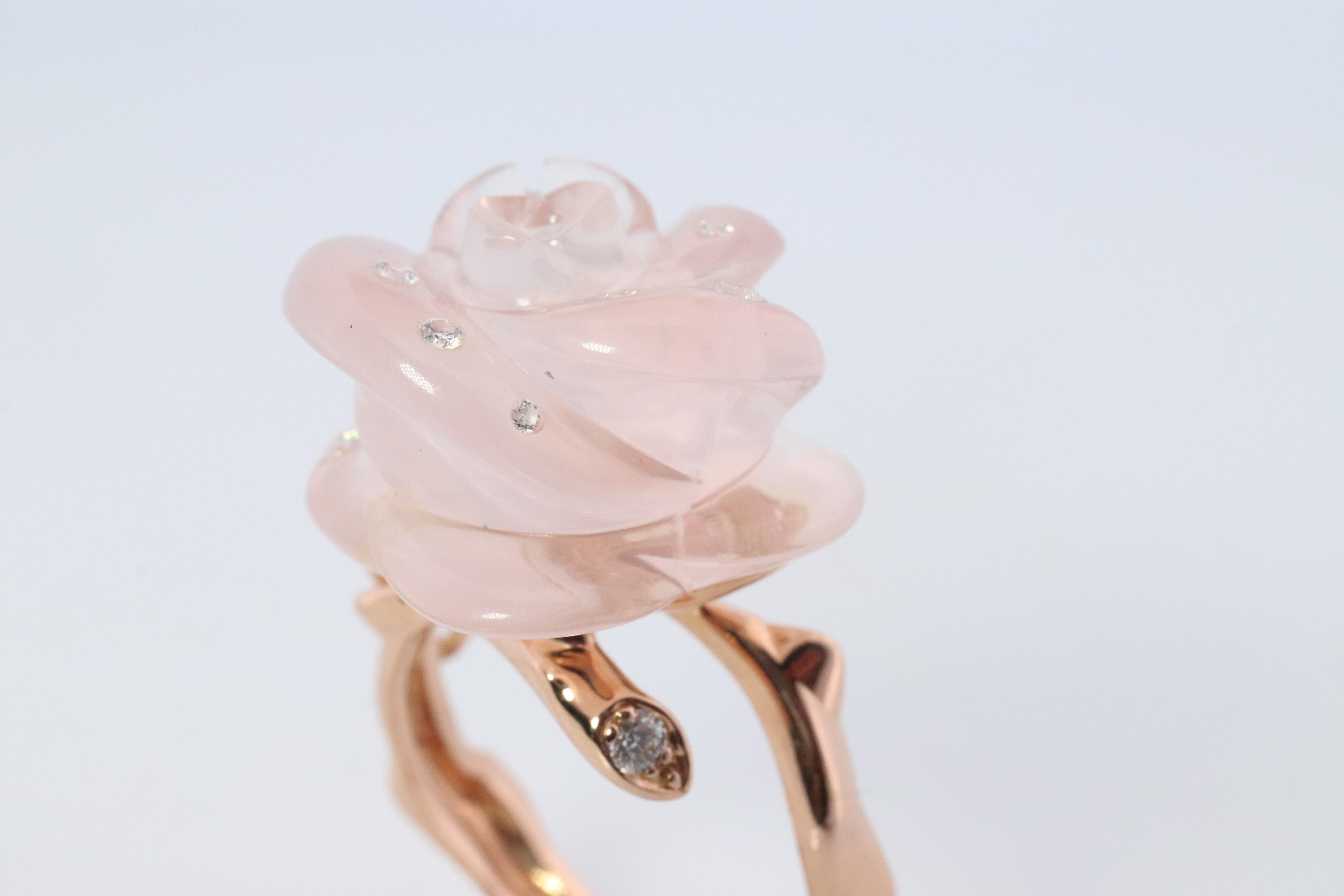 Anello Dior Rose Diamond 18k. Autentico anello Dior Rose Pre Catelan Quartz Diamond. in vendita 6