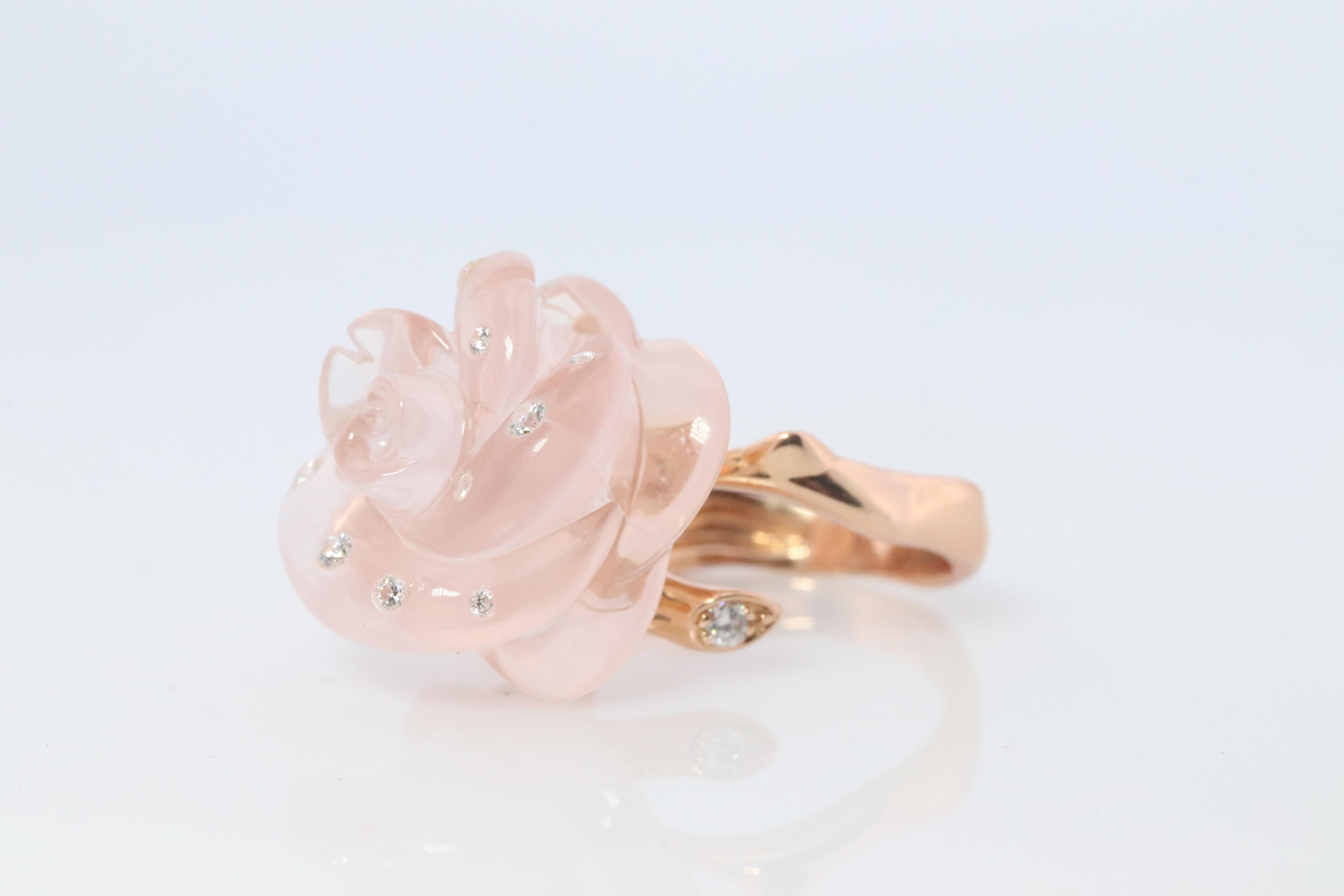 Donna Anello Dior Rose Diamond 18k. Autentico anello Dior Rose Pre Catelan Quartz Diamond. in vendita