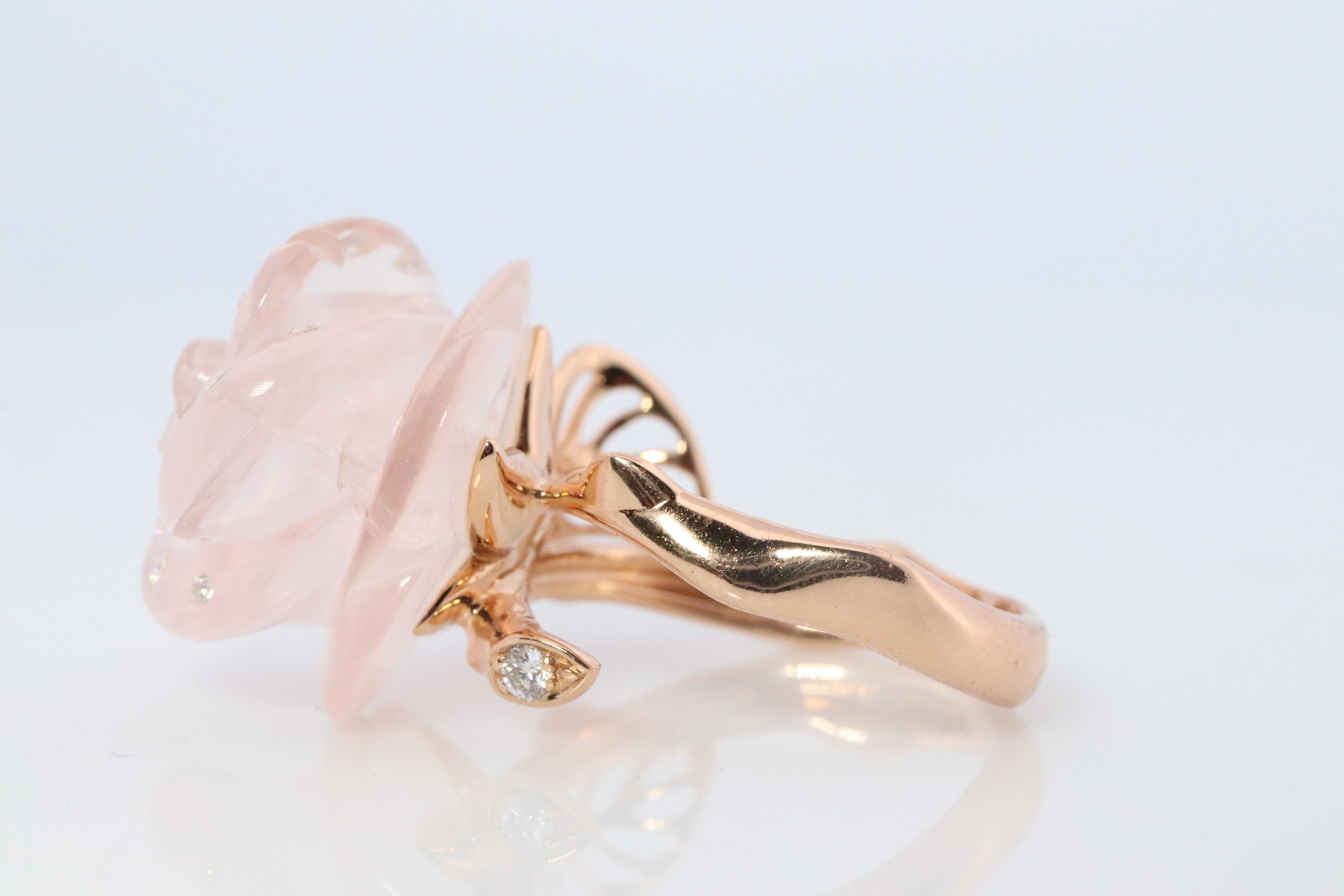 Anello Dior Rose Diamond 18k. Autentico anello Dior Rose Pre Catelan Quartz Diamond. in vendita 1