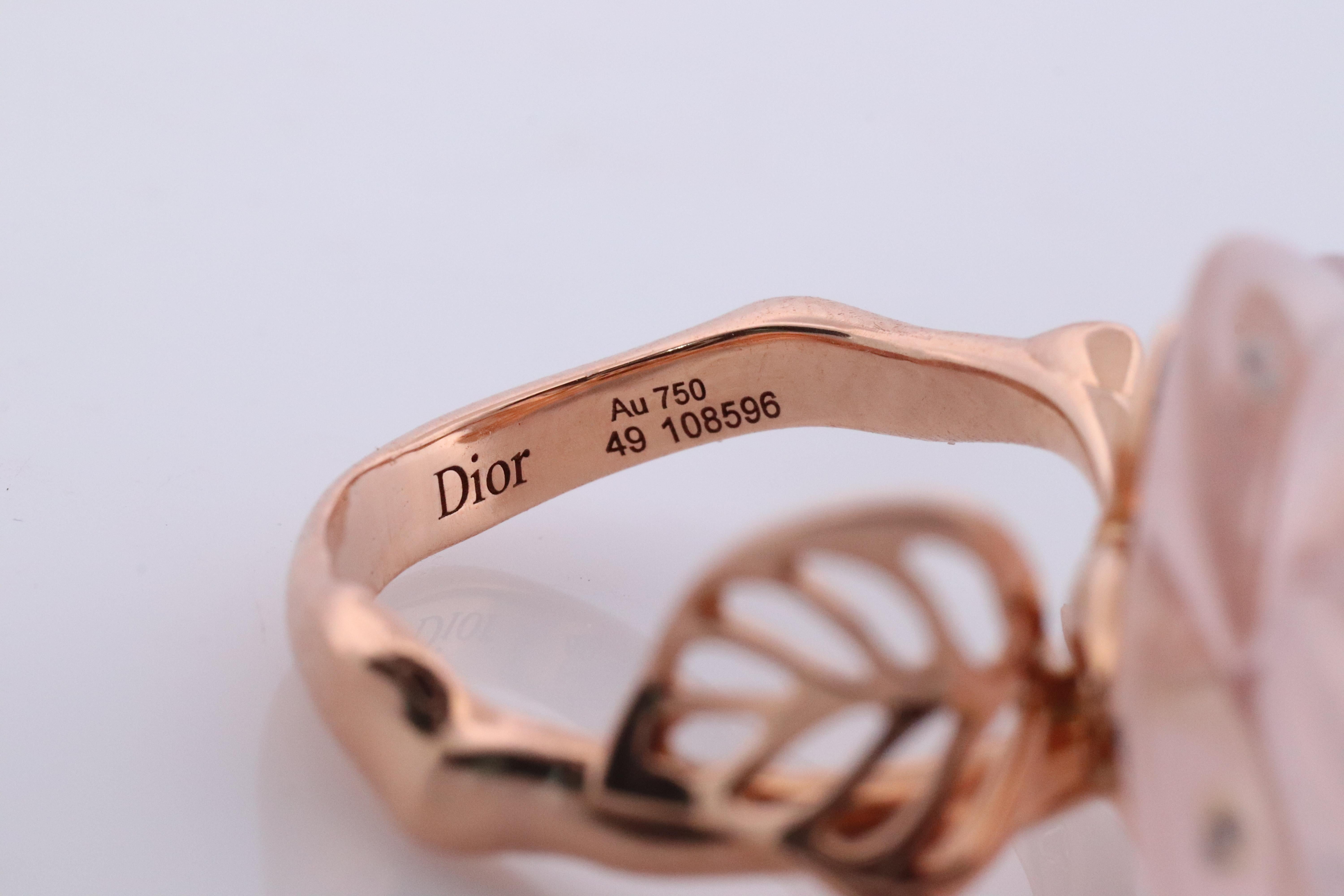 Anello Dior Rose Diamond 18k. Autentico anello Dior Rose Pre Catelan Quartz Diamond. in vendita 3