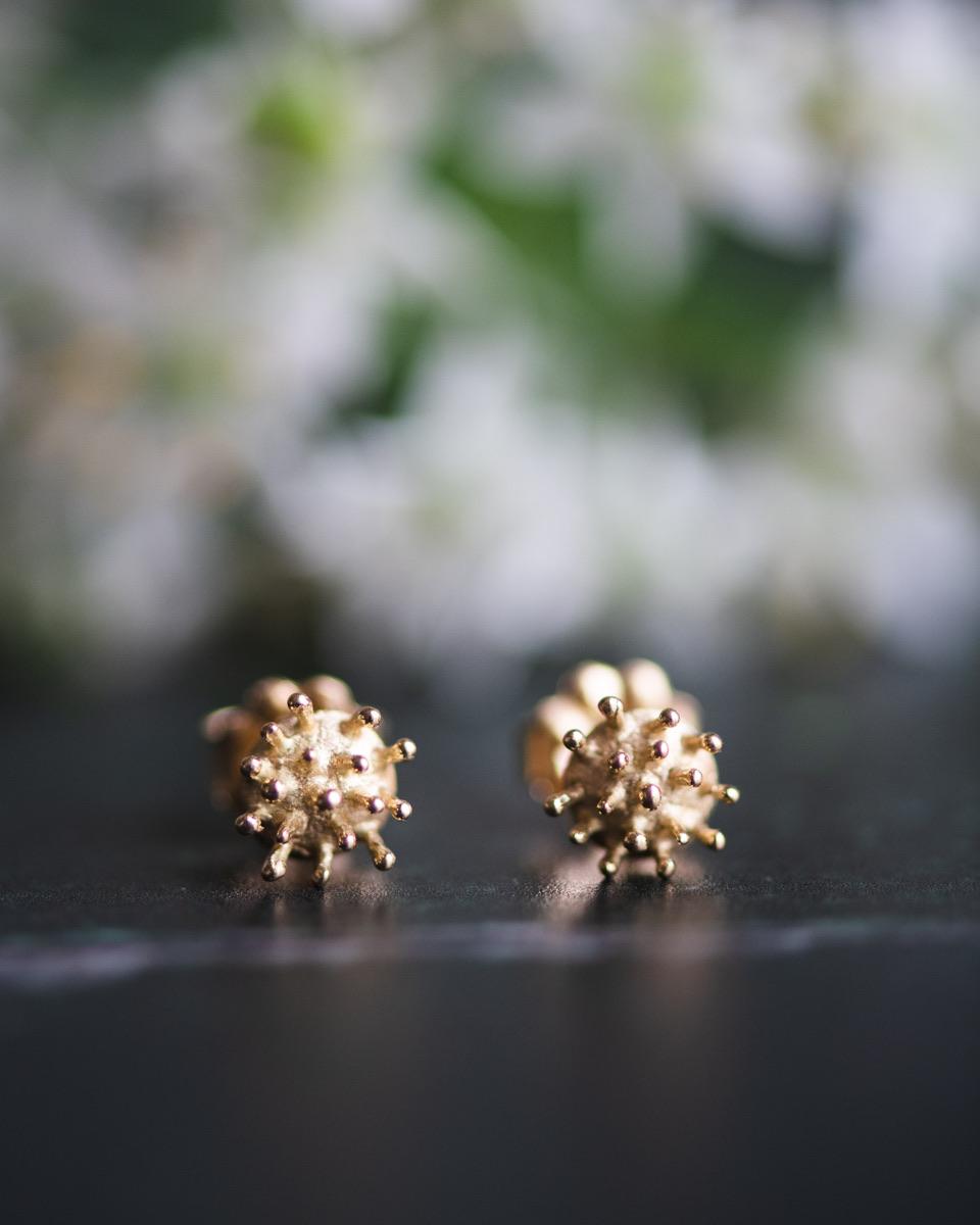 18K Yellow Gold Dogwood Crown Stud Earrings are Hand Crafted by Jennifer Rutheny. Pair them with her 18K Yellow Gold Dogwood Flower Necklace.
These 18K Yellow Gold Dogwood Crown Studs are currently The Best Selling Item in Jennifer Rutheny’s