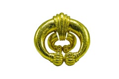 18 Karat Double Crescent Brooch, with Pendant Hoops