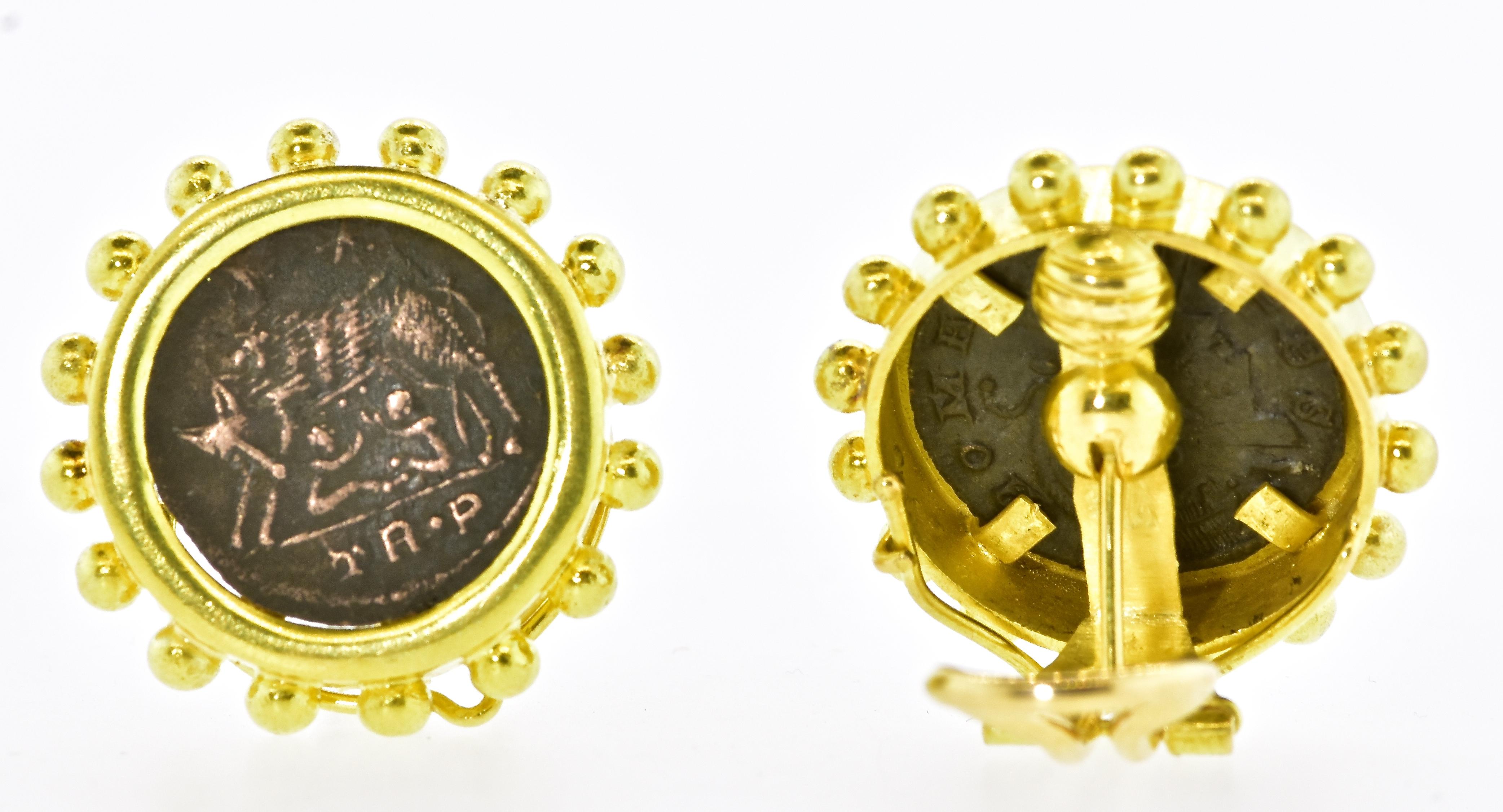 Contemporary 18k Earrings Centering Ancient Coins
