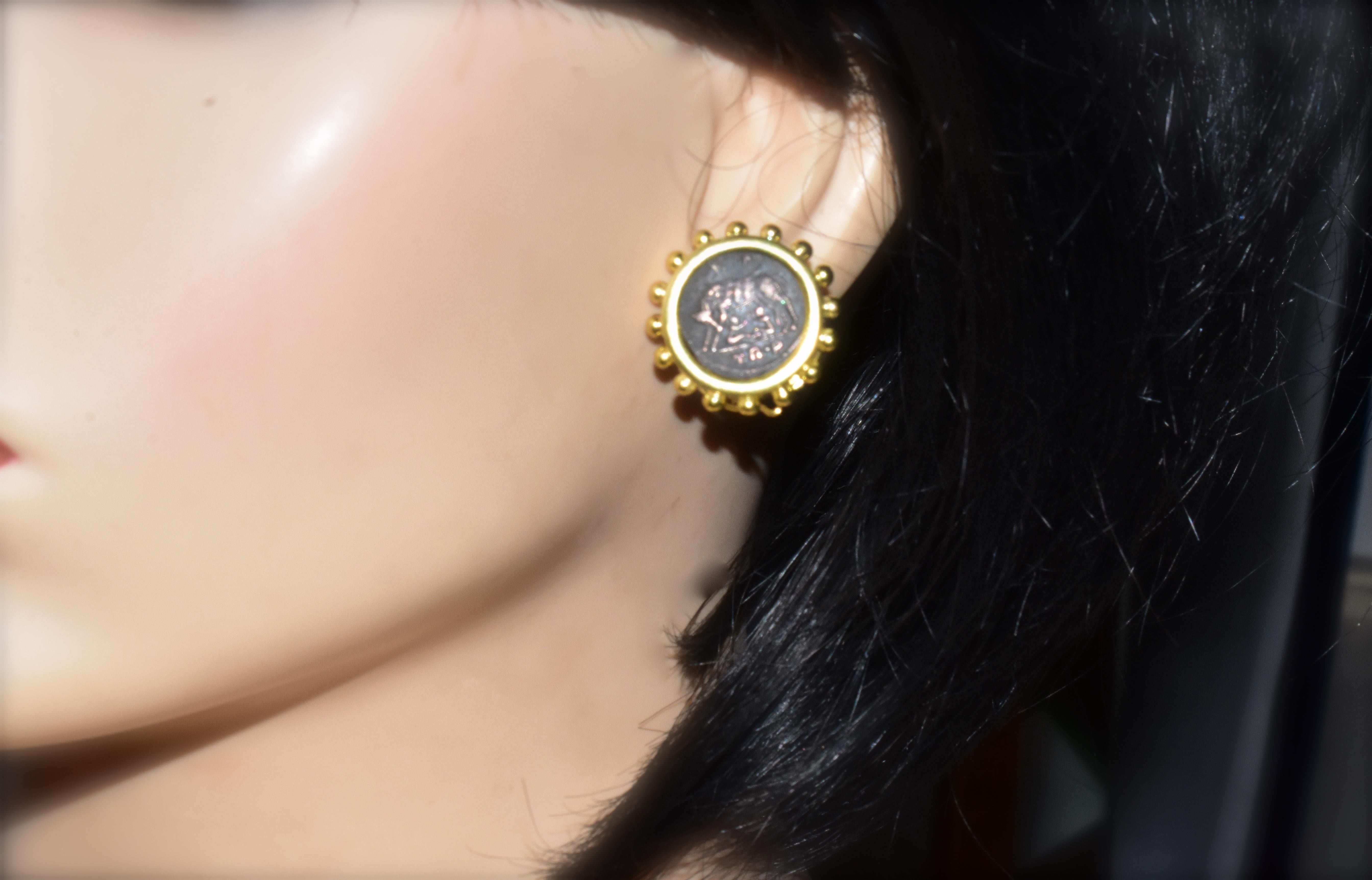 18k Earrings Centering Ancient Coins 3