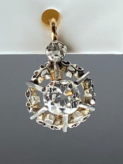 18k Earrings Set with Diamonds, Around 1900