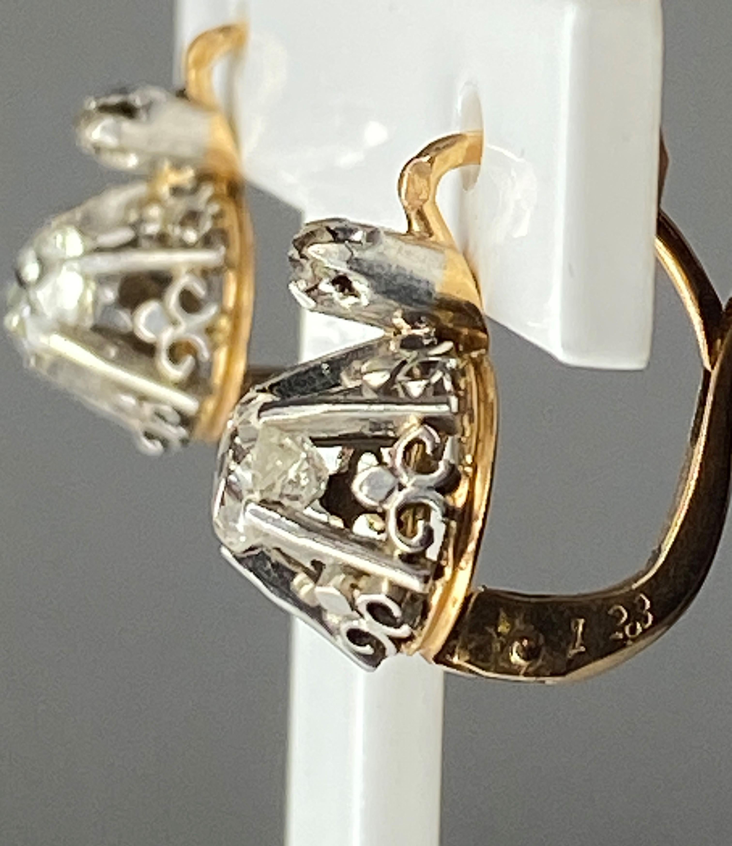 Taille vieille Europe Boucles d'oreilles en or 18 carats serties de diamants, vers 1900   en vente