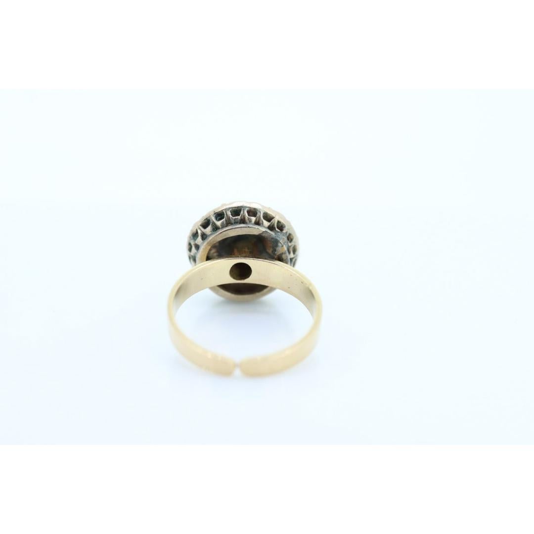18k Edwardian Diamond Daisy Cluster Ring. 18k Yellow Gold with old cut diamond For Sale 6