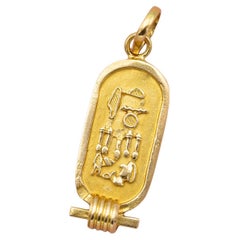 18K Egyptian charm pendant - 18ct solid yellow gold charm - XS Cartouche amulet
