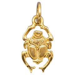 18K Egyptian pendant, 18 karat solid yellow gold charm - beetle Scarab talsiman