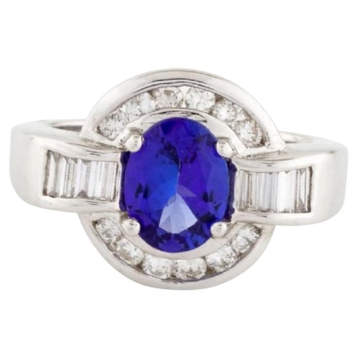 18k Elegant Tanzanite with Diamond Cocktail Ring For Sale