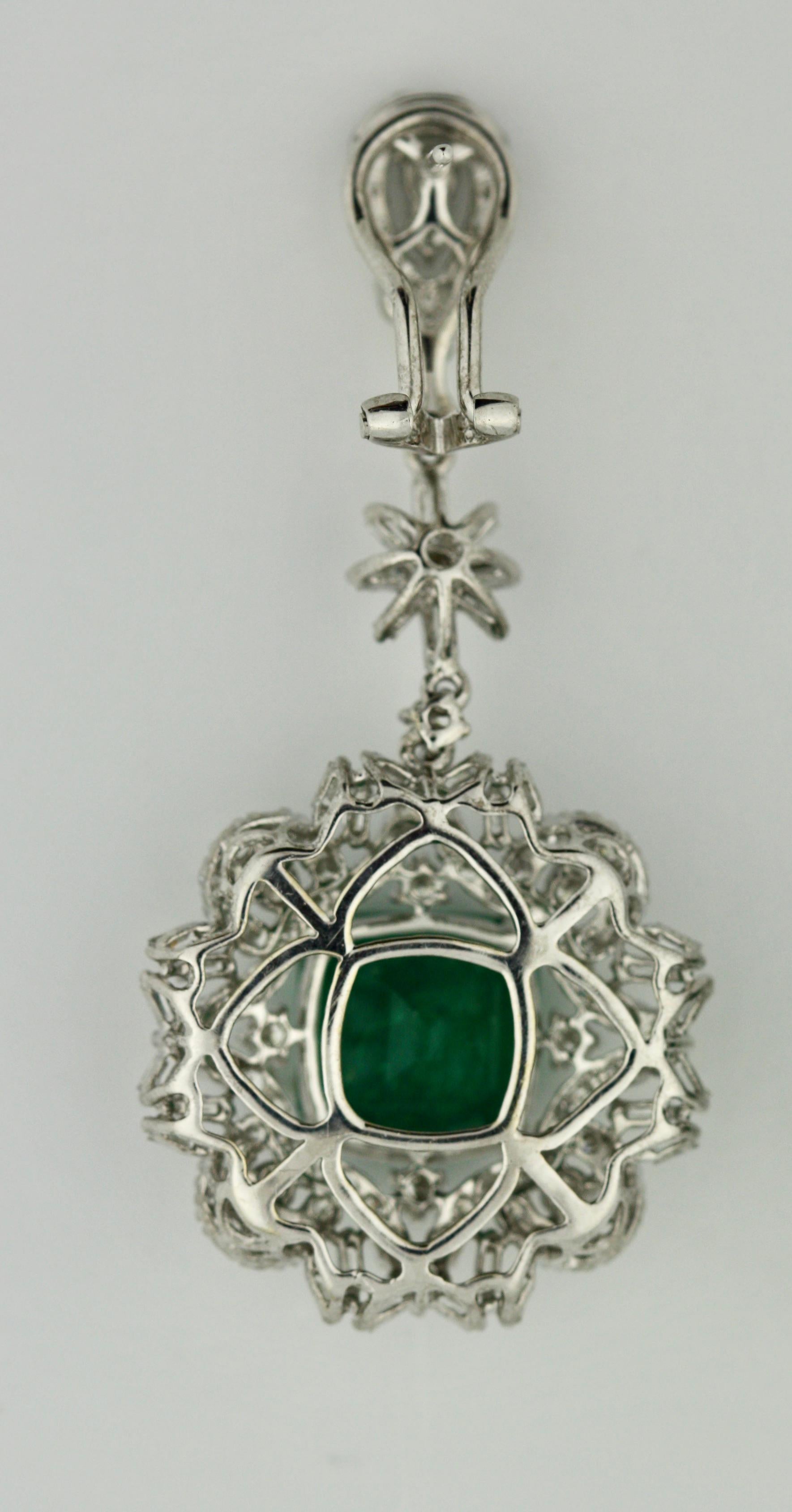 18K Emerald and Diamond Earrings 1