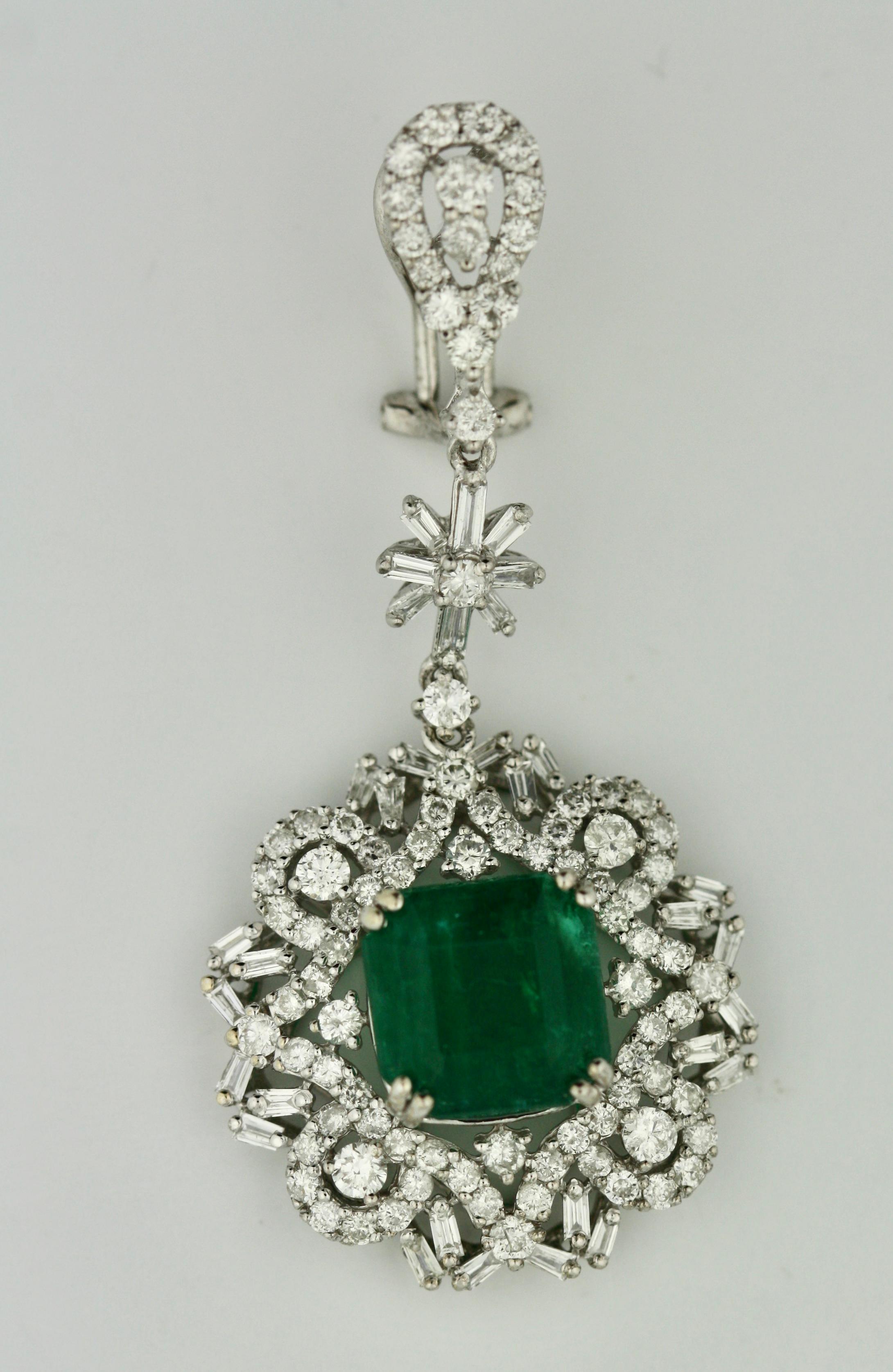 18K Emerald and Diamond Earrings 2