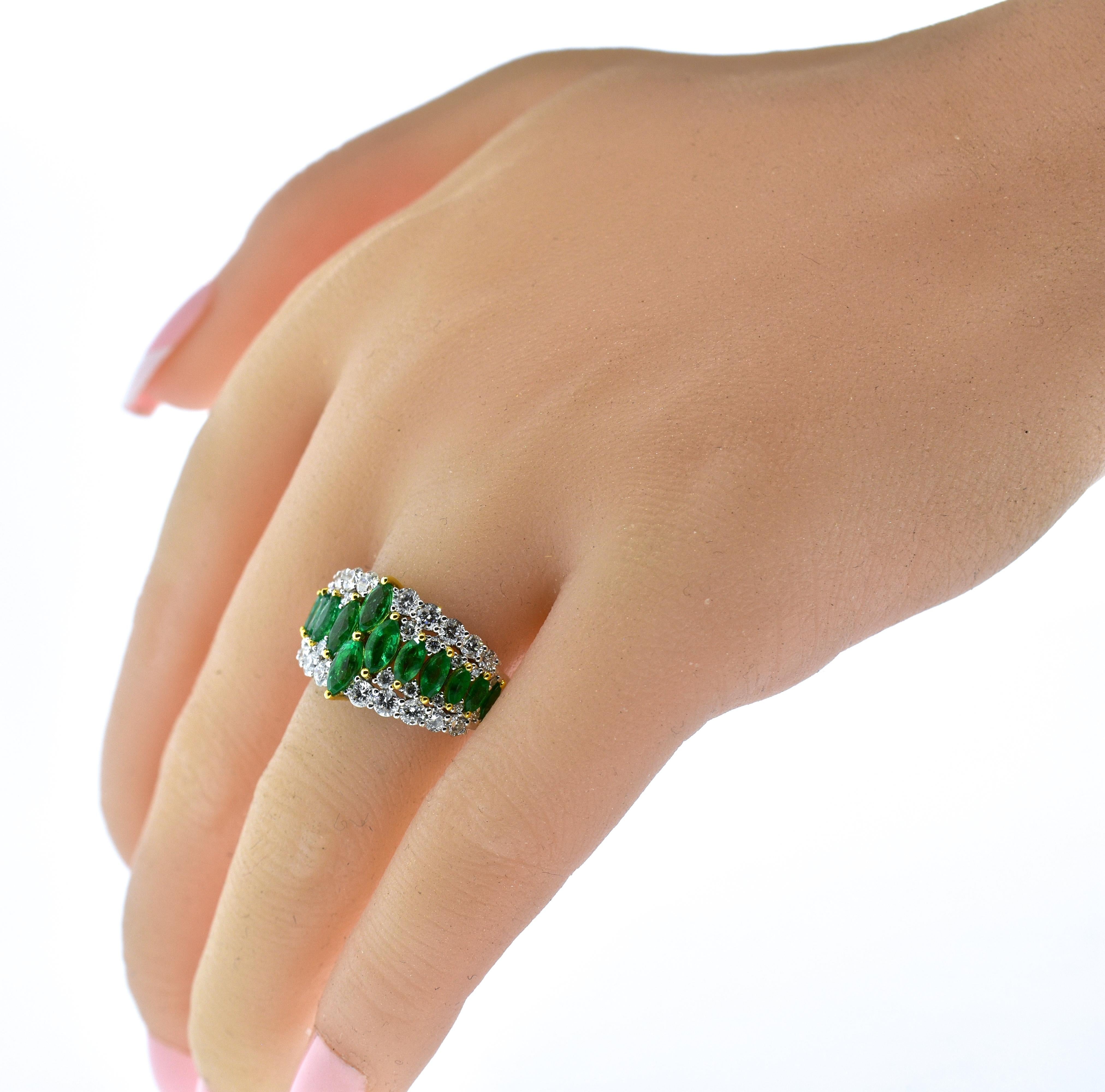 18 Karat Emerald and Diamond Ring In Excellent Condition In Aspen, CO