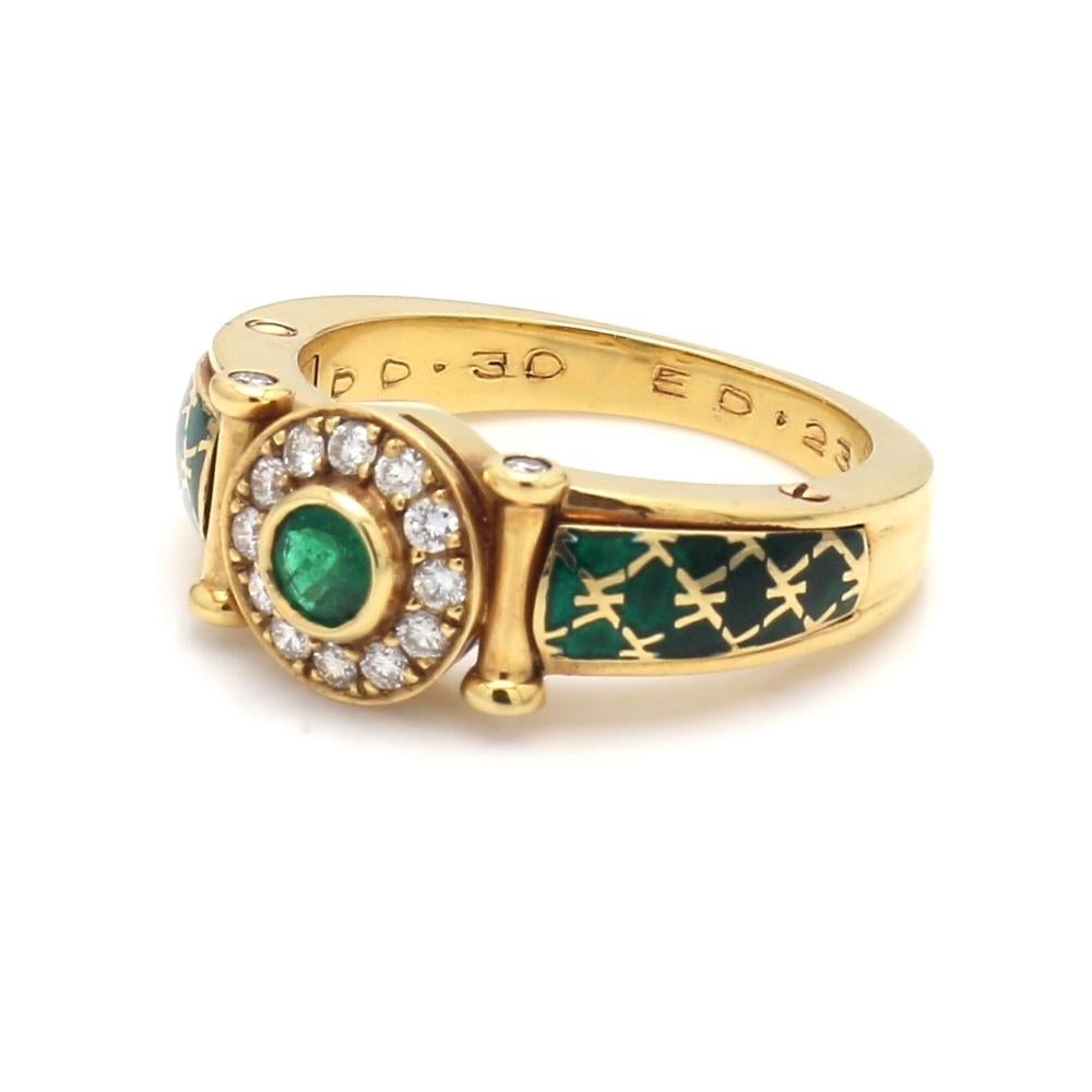 Women's or Men's 18K, Emerald and Diamond Ring For Sale