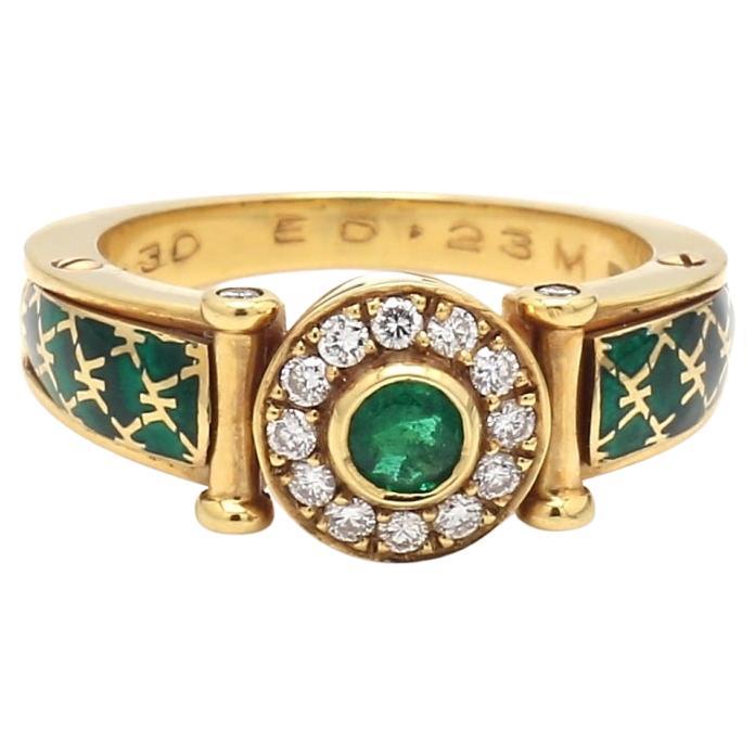 18K, Emerald and Diamond Ring For Sale