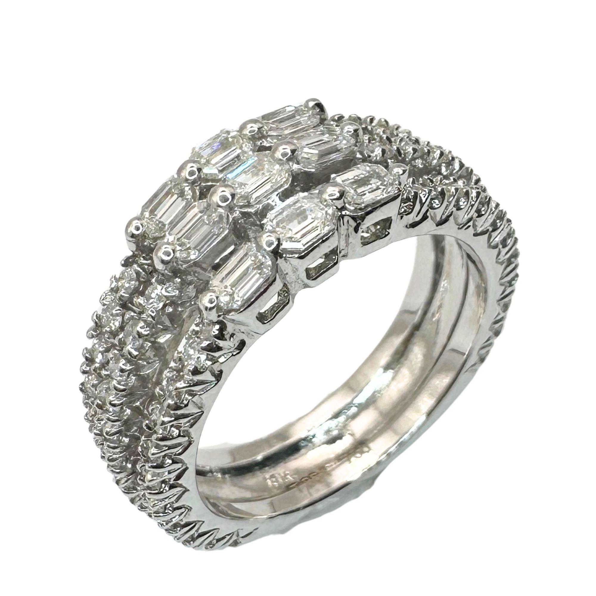 18k Smaragdschliff Diamantband Ring im Zustand „Gut“ im Angebot in New York, NY