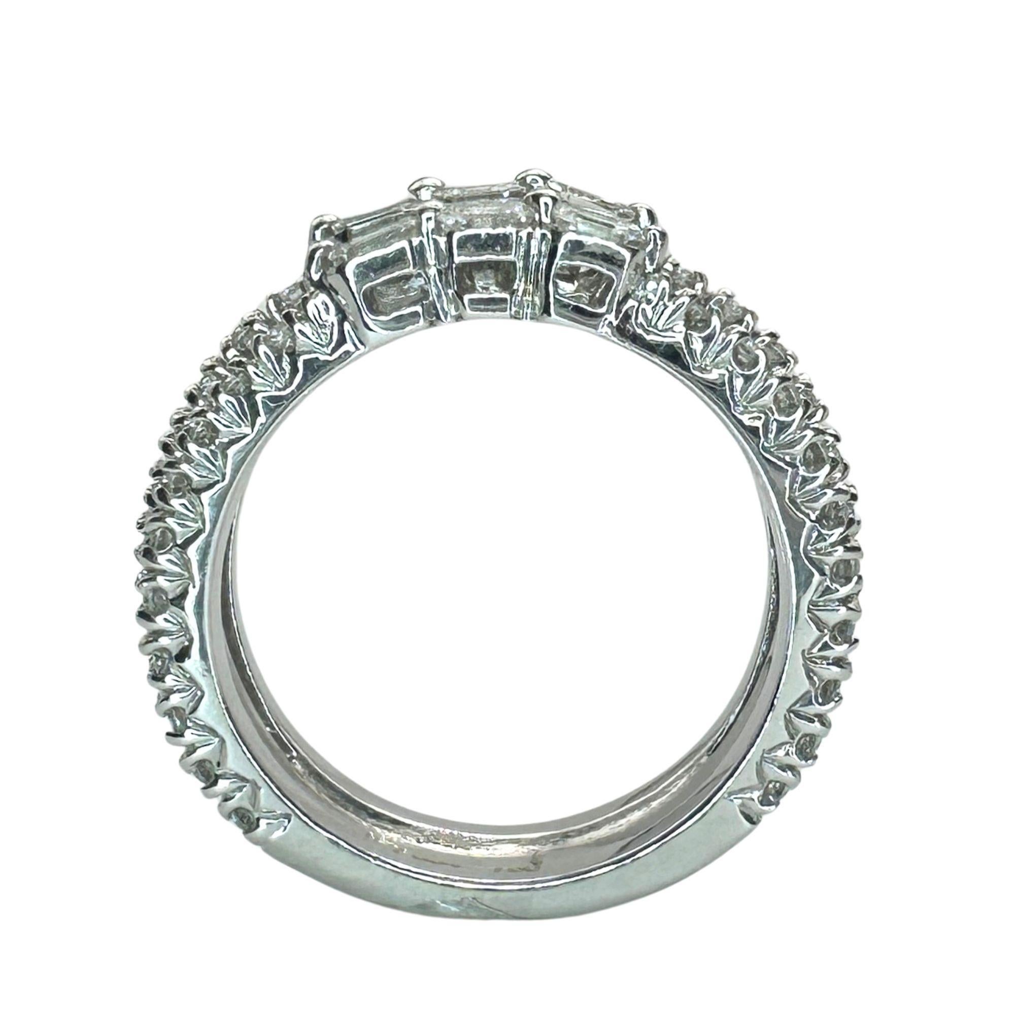 Women's 18k Emerald Cut Diamond Band Ring For Sale