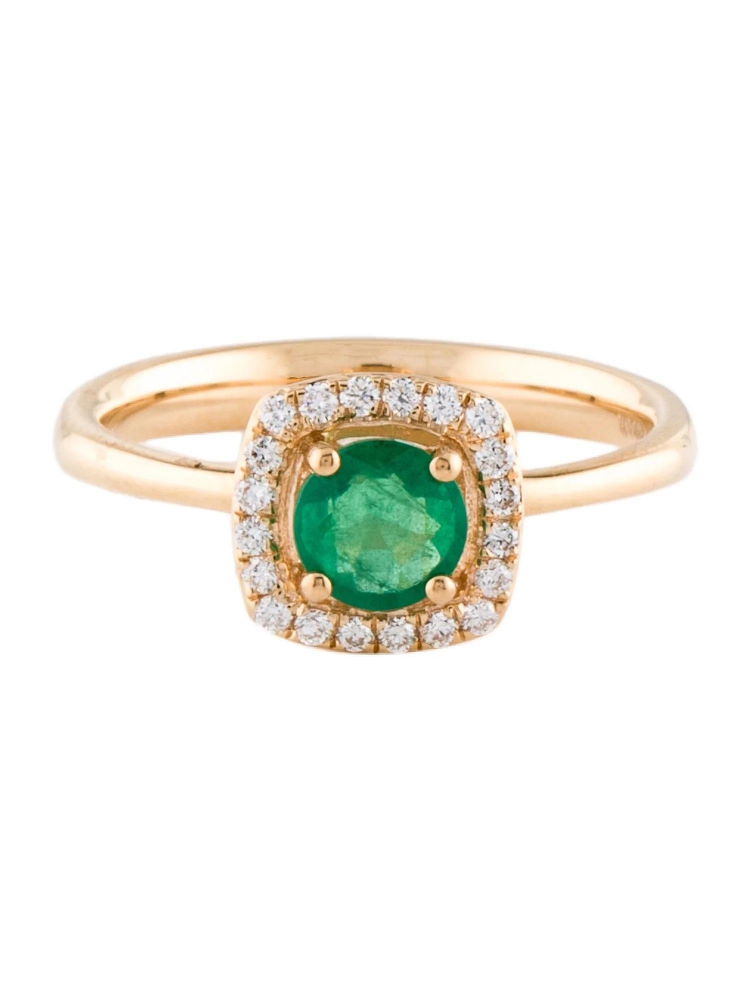 Artist 18K Emerald & Diamond Cocktail Ring - 0.32 Carat Round Brilliant Emerald