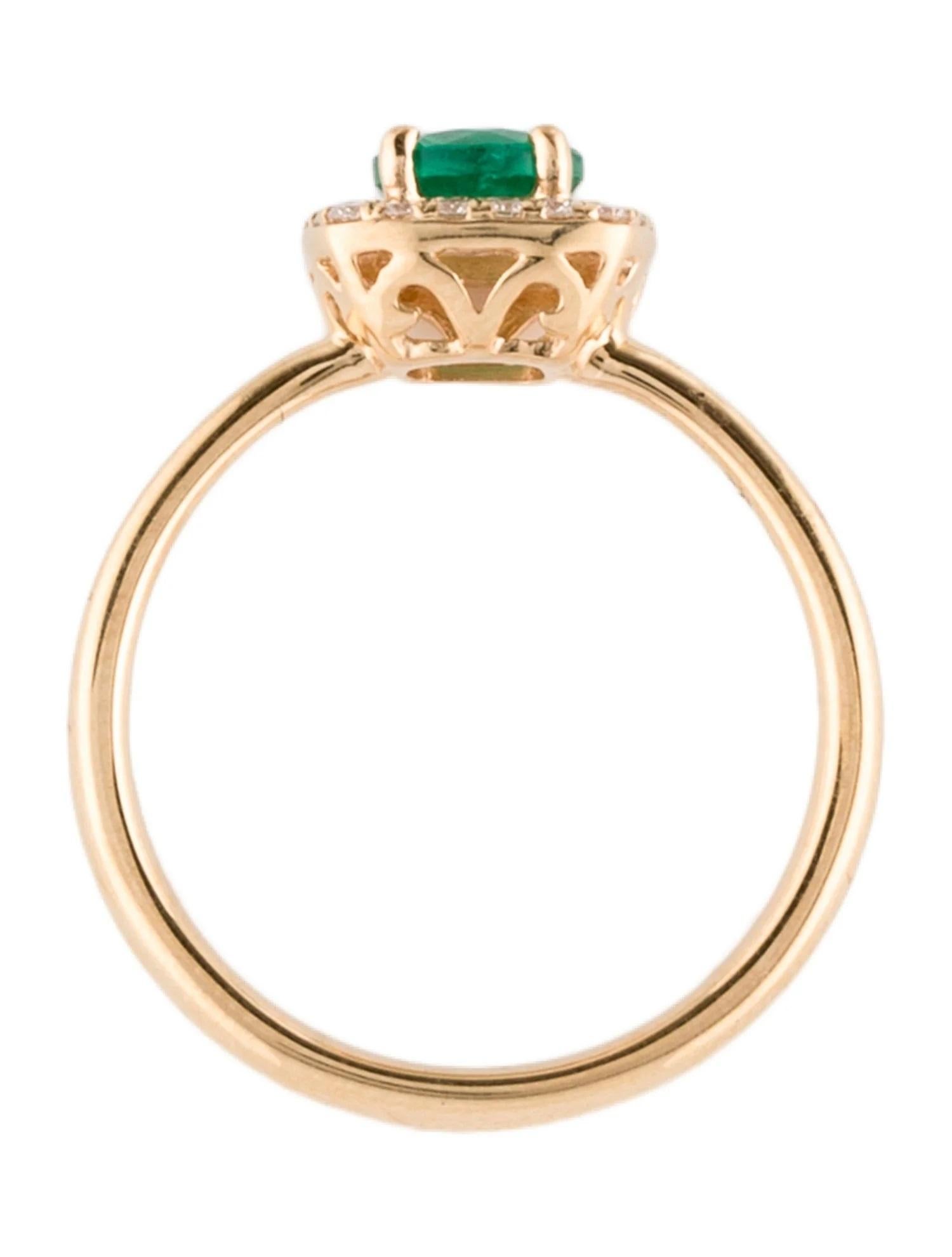 18K Emerald & Diamond Cocktail Ring - 0.32 Carat Round Brilliant Emerald In New Condition In Holtsville, NY