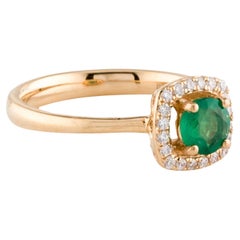18K Emerald & Diamond Cocktail Ring - 0.32 Carat Round Brilliant Emerald