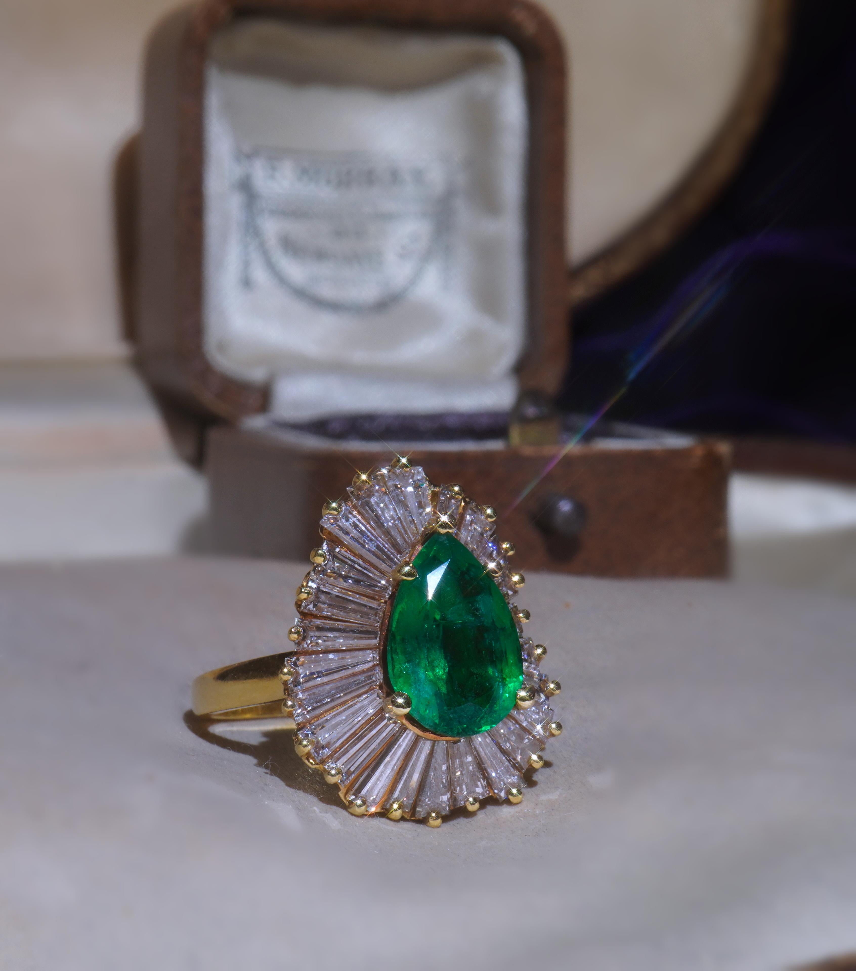 18K Emerald Diamond Ring Pendant Vintage Tiffany & Co Necklace GIA Fine 7.02 Cts In Good Condition In Sylvania, GA