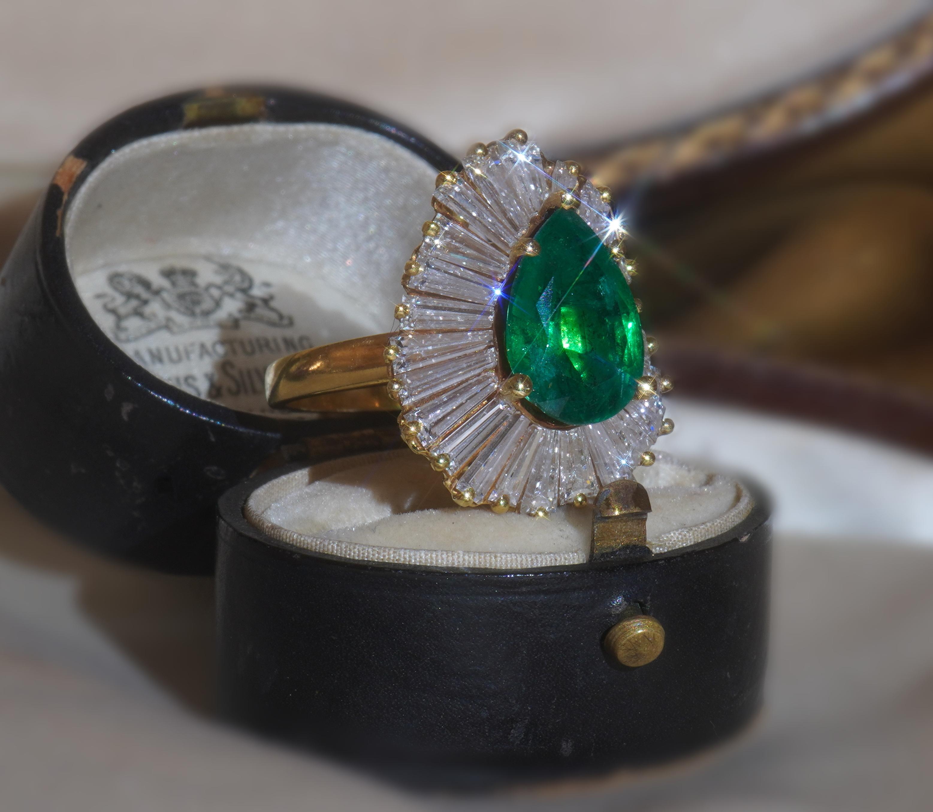 18K Emerald Diamond Ring Pendant Vintage Tiffany & Co Necklace GIA Fine 7.02 Cts 2