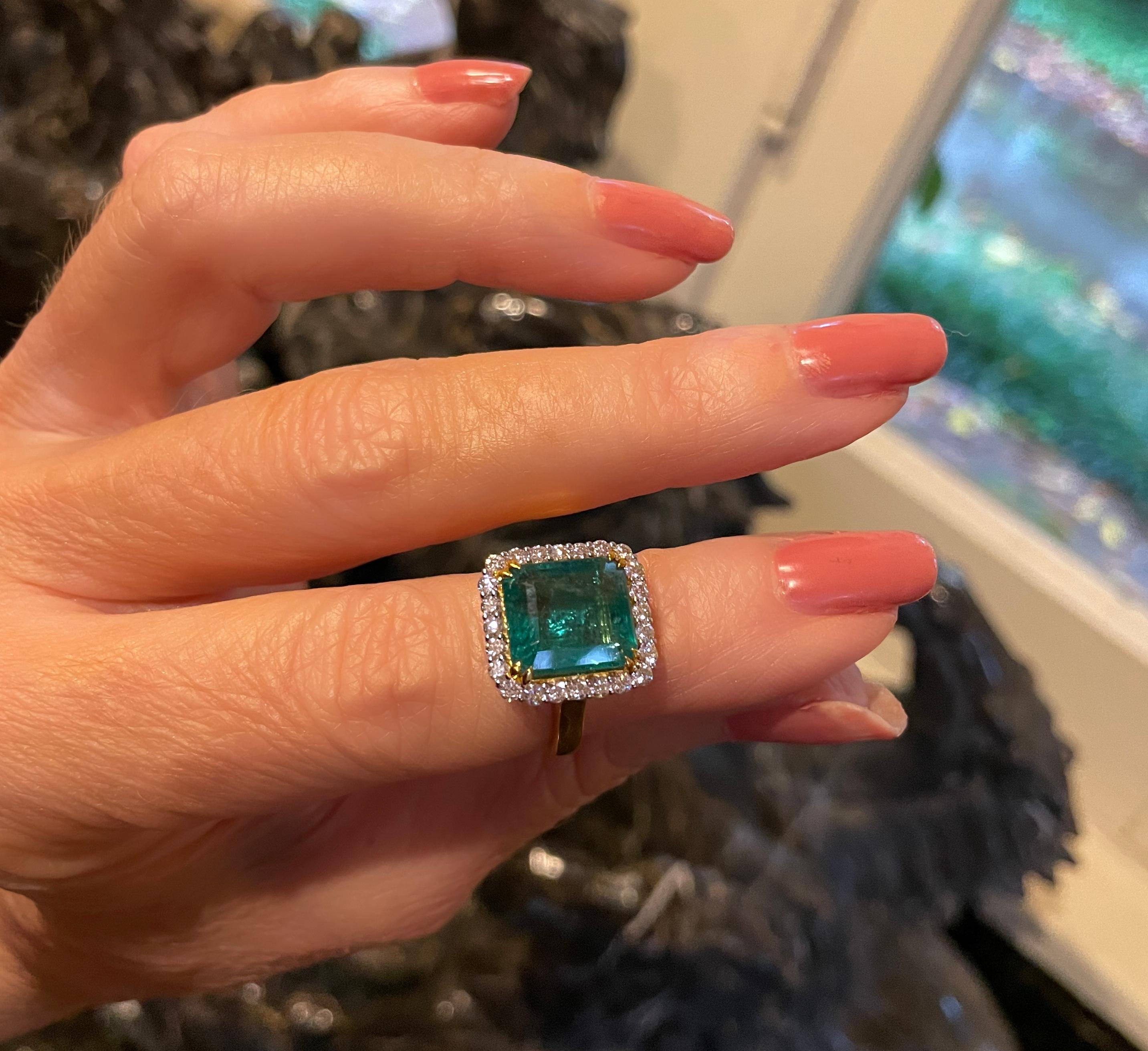 18K Emerald Diamond Ring Vintage GIA Certified Natural Fine VS Huge 5.62 Carats 7