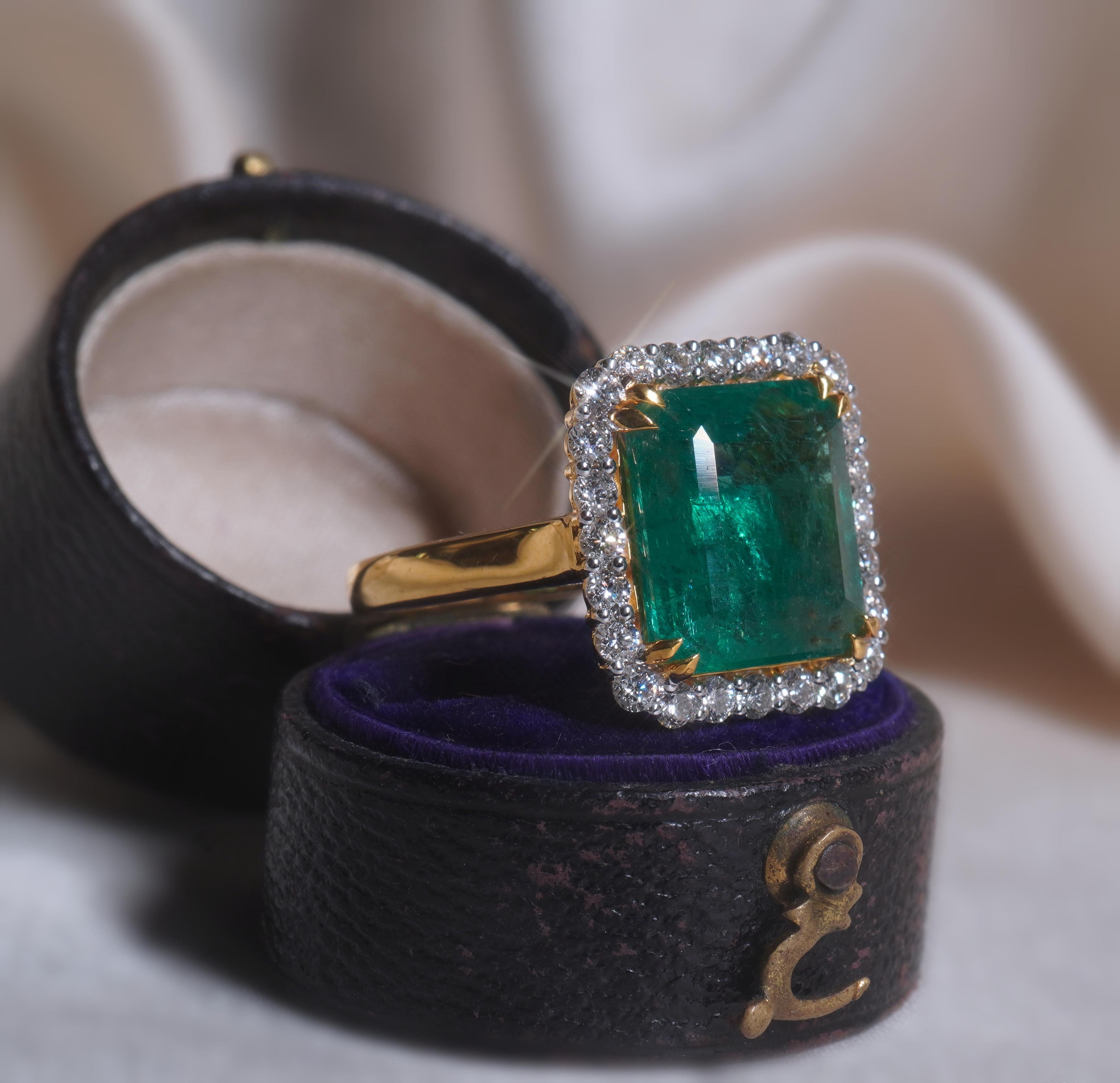 18K Emerald Diamond Ring Vintage GIA Certified Natural Fine VS Huge 5.62 Carats 8