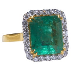 Anello con diamante smeraldo 18K Vintage GIA certificato naturale fine VS enorme 5,62 carati