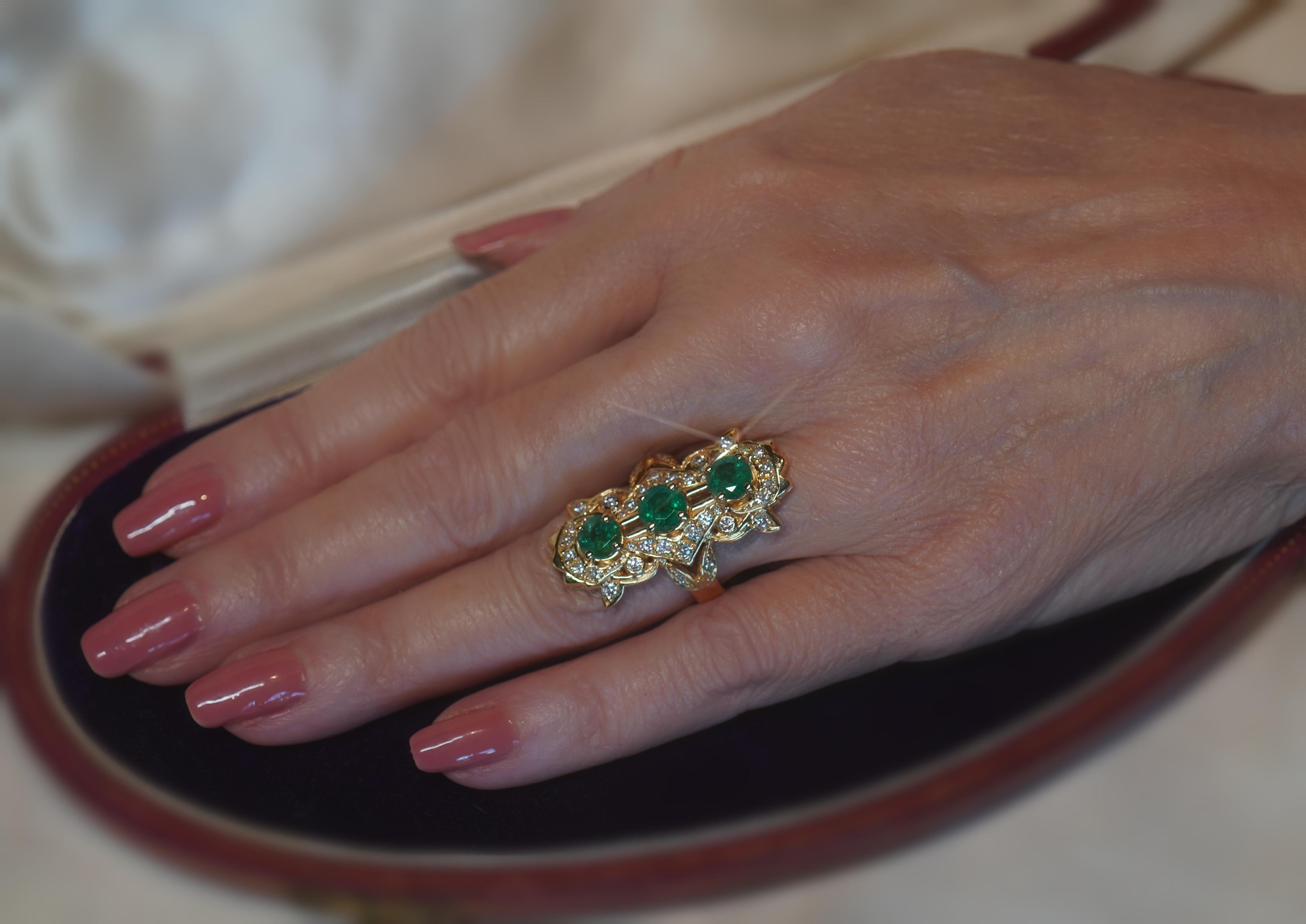 18K Emerald Diamond Ring Vintage GIA Certified Natural Huge Victorian Antique 4