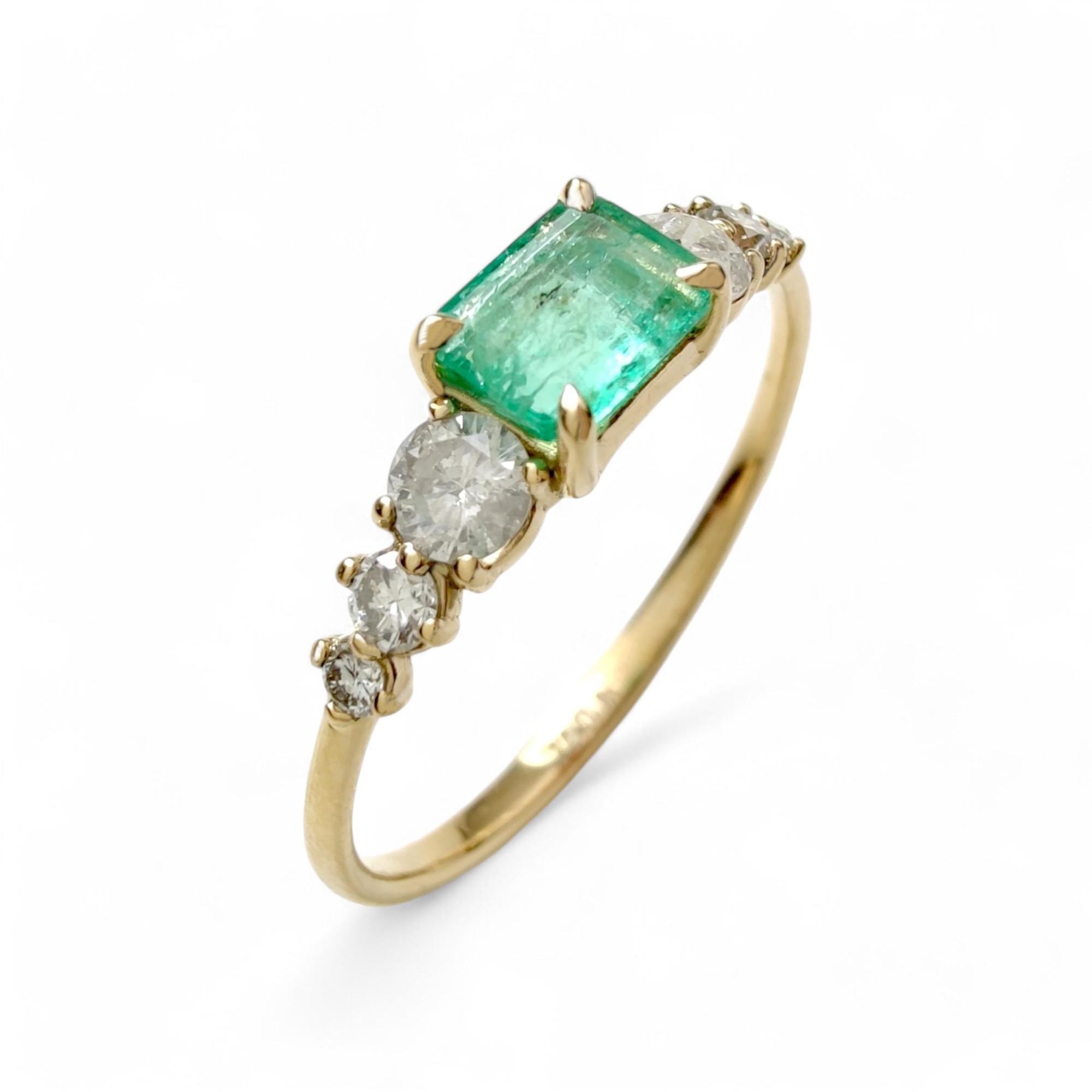 18k Emerald Diamond Women's Ring Engagement Gift, Christmas Present Girlfriend 5