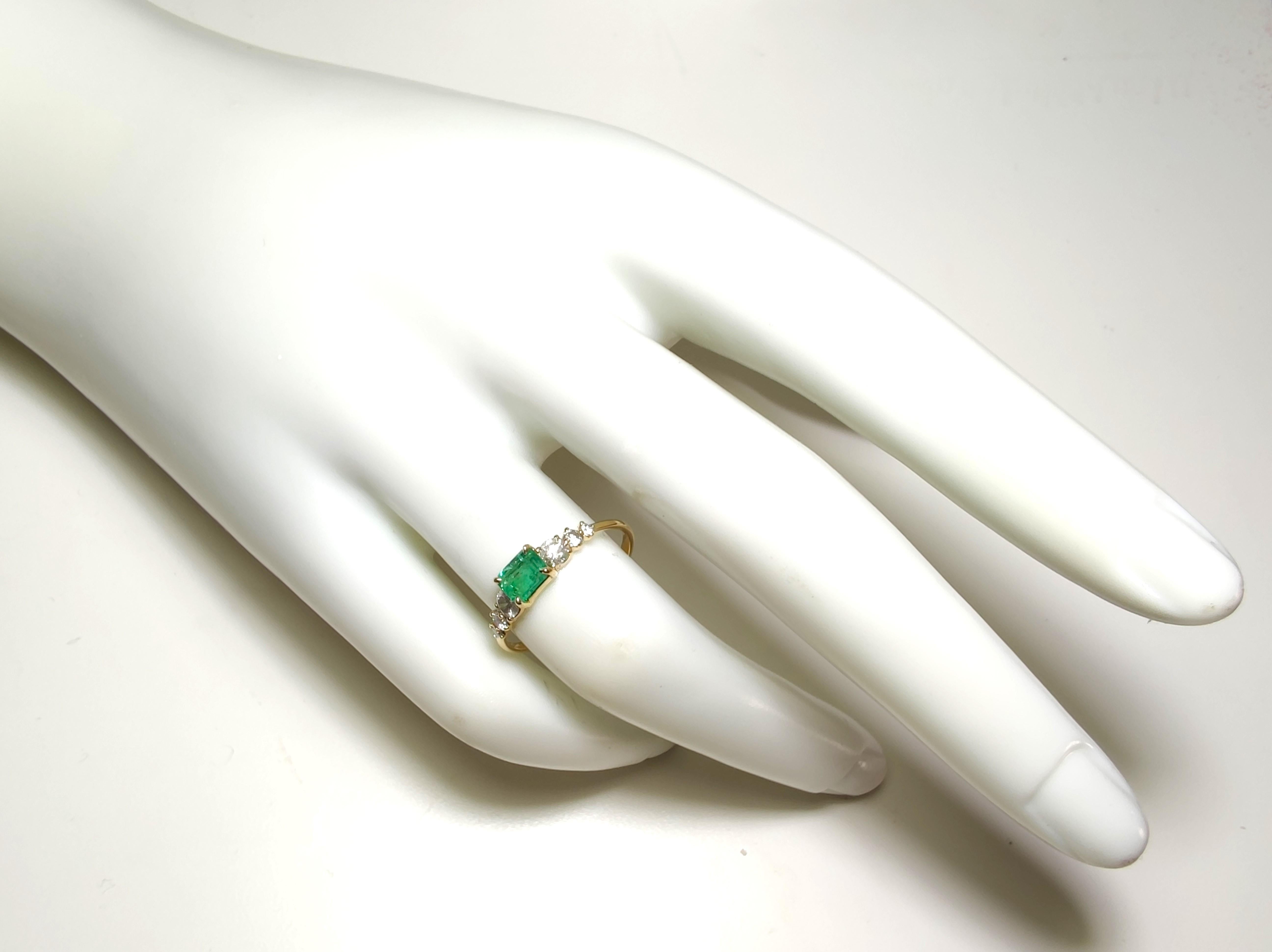 Artisan 18k Emerald Diamond Women's Ring Engagement Gift, Christmas Present Girlfriend