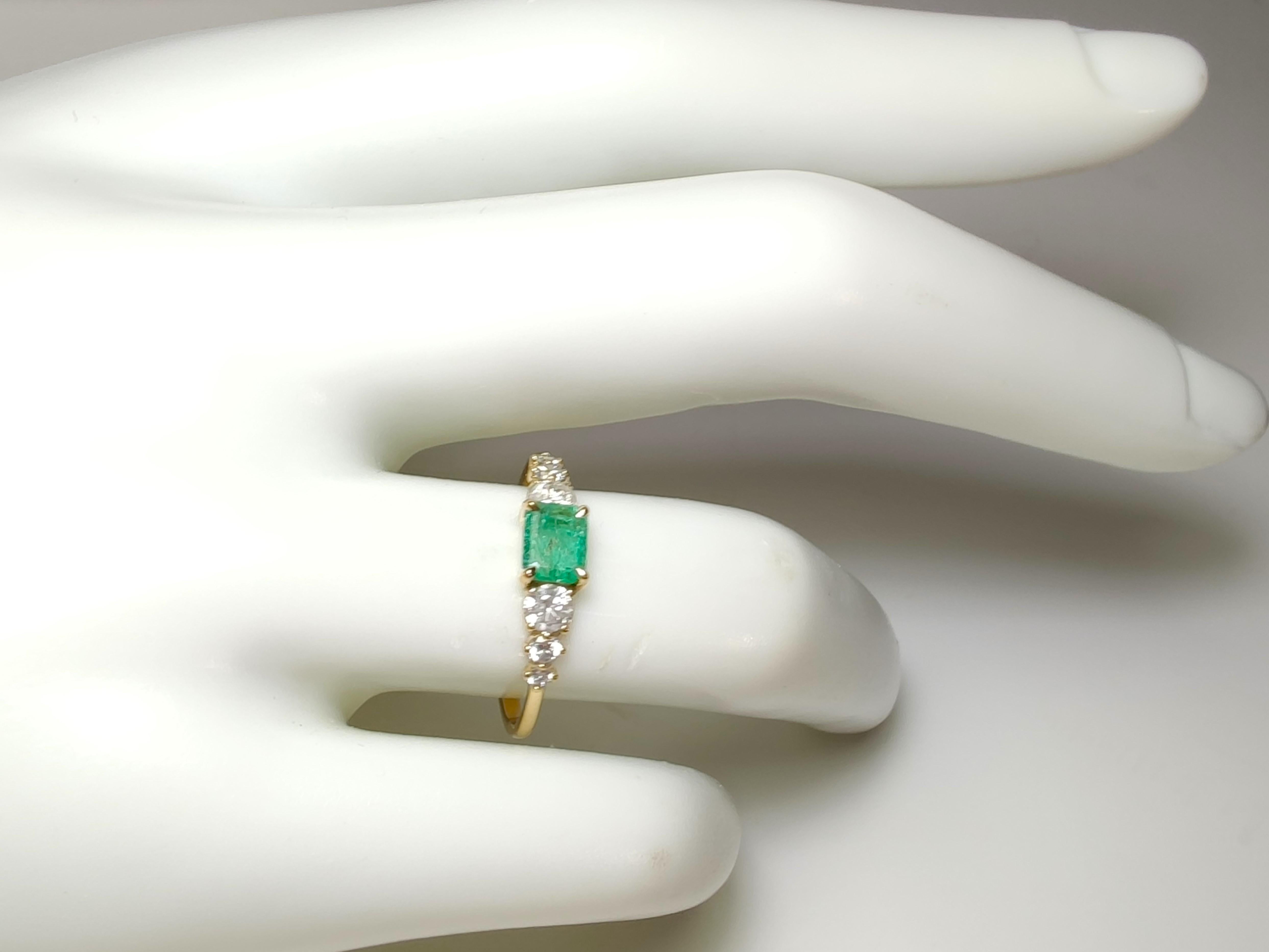 Emerald Cut 18k Emerald Diamond Women's Ring Engagement Gift, Christmas Present Girlfriend