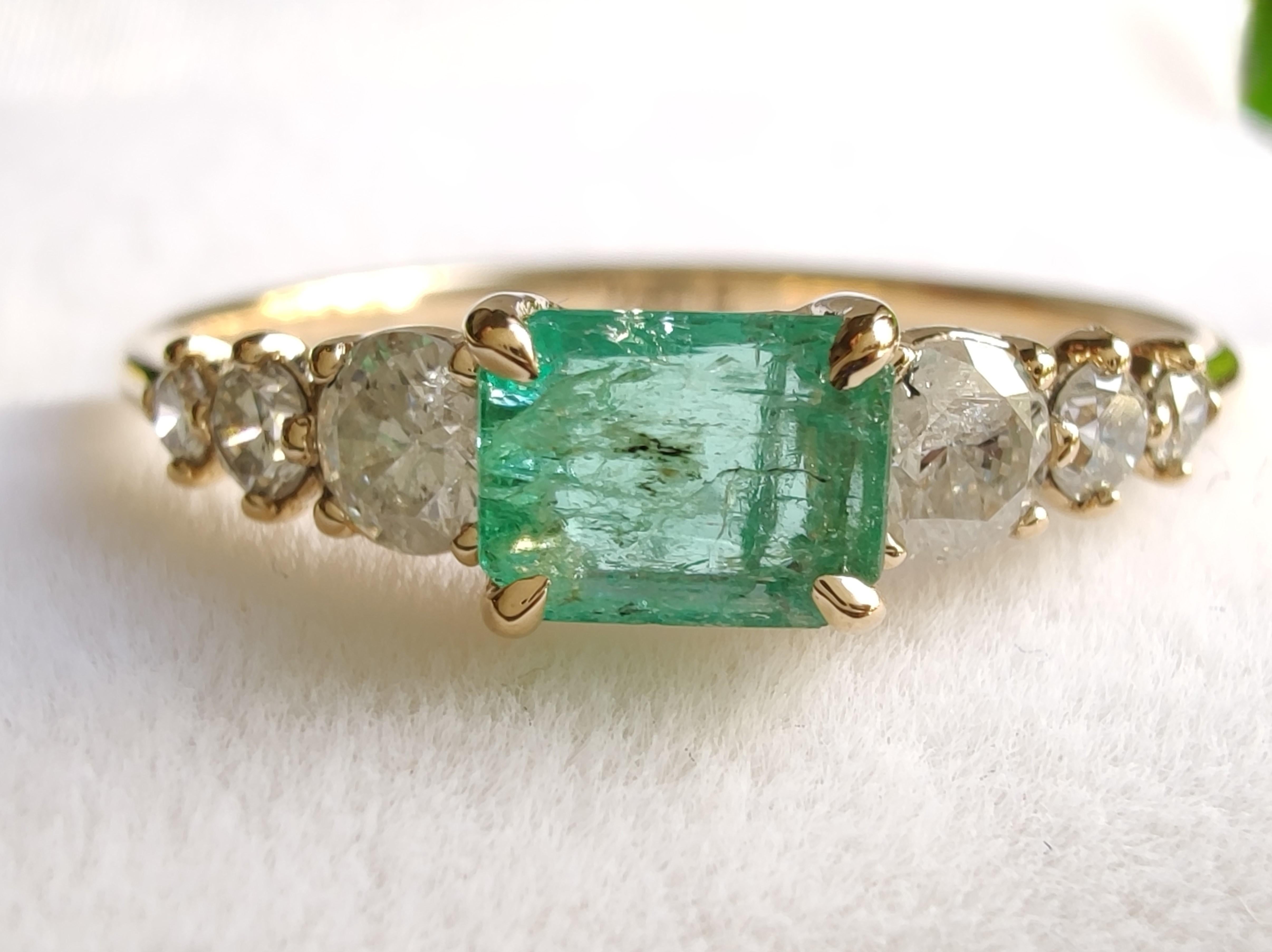 18k Emerald Diamond Women's Ring Engagement Gift, Christmas Present Girlfriend 2
