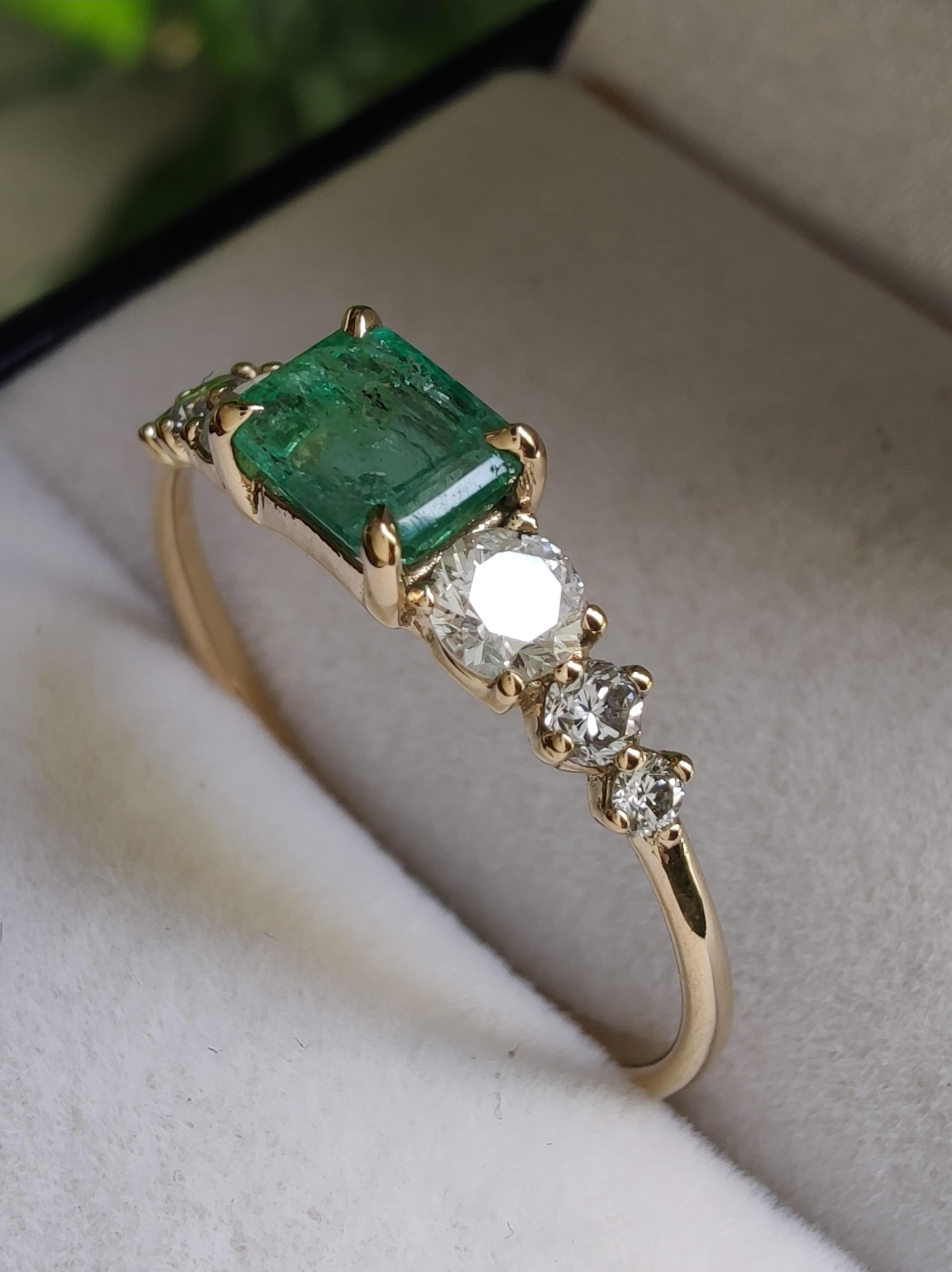 18k Emerald Diamond Women's Ring Engagement Gift, Christmas Present Girlfriend 3