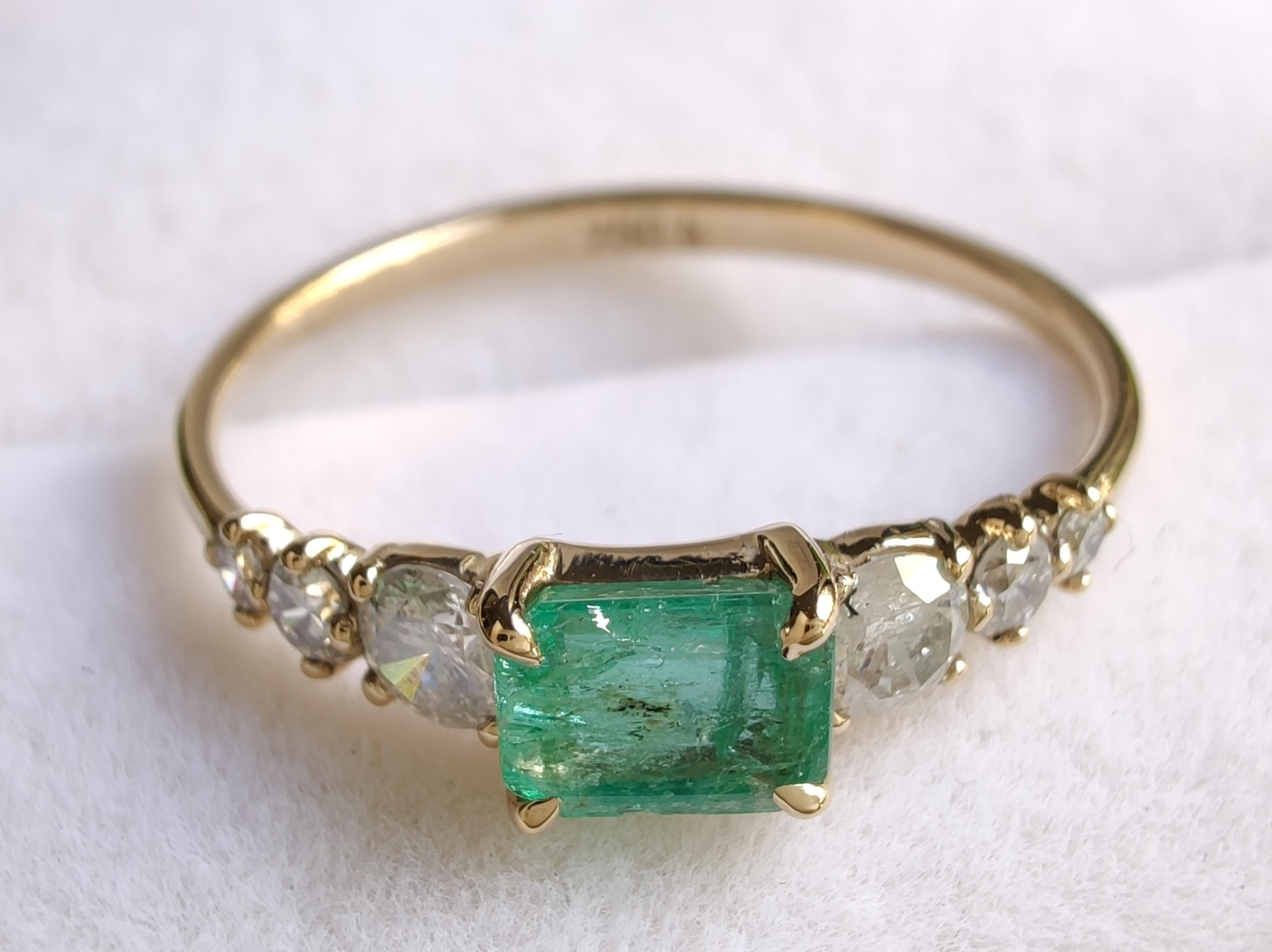 18k Emerald Diamond Women's Ring Engagement Gift, Christmas Present Girlfriend 4