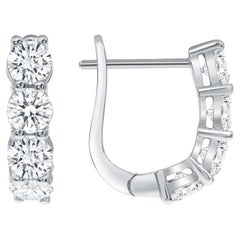 Four Prong Lever Back 18K White Gold Diamond Earrings