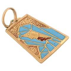 18K Enamel Religious Charm Pendant
