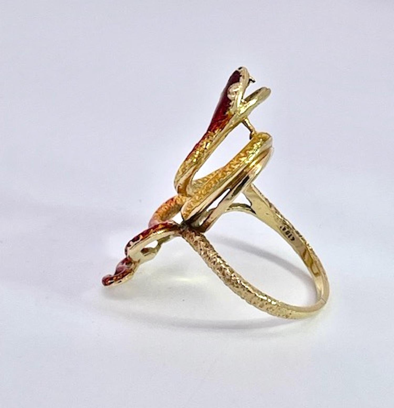 18 Karat Emaille-Schlangenring, Florenz 1961 im Angebot 6